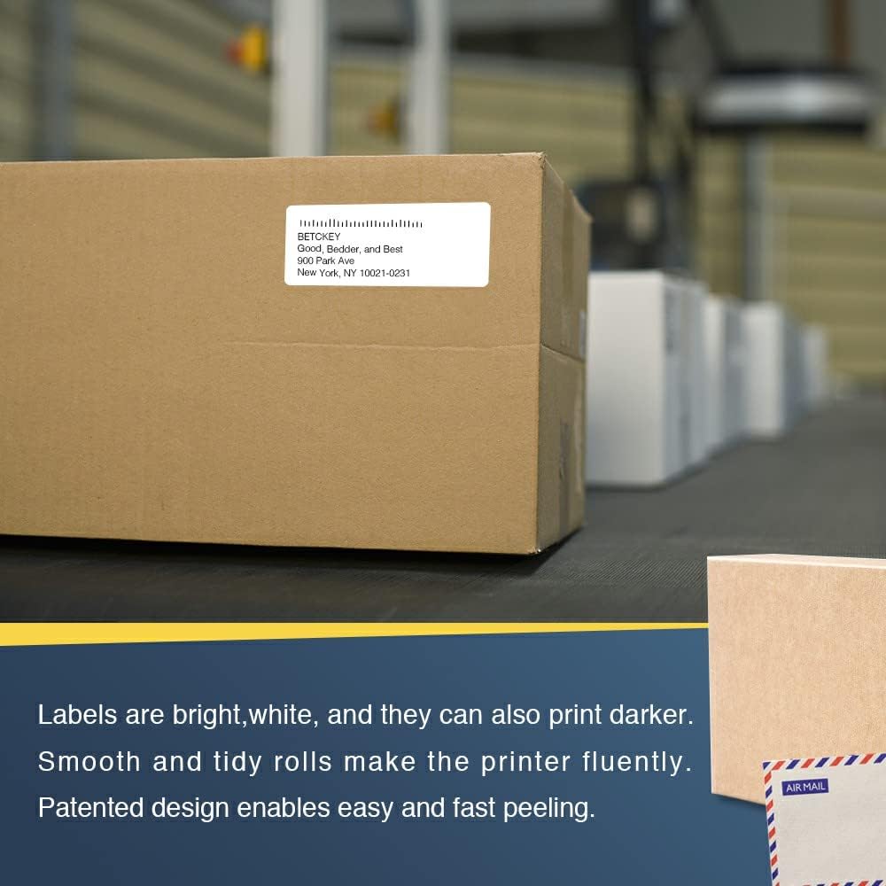 BETCKEY - Compatible Large Address Labels Replacement for Brother DK-1208 (1.4 in x 3.5 in), Use with Brother QL Label Printers [10 Rolls/4000 Labels]