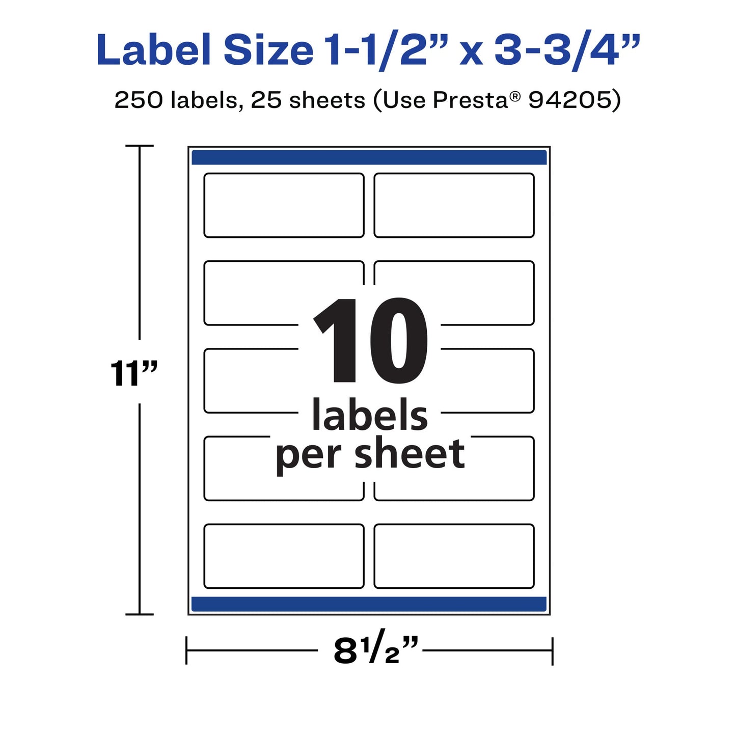 Avery Printable Durable White Rectangle Labels, Sure Feed Technology, 1.5" x 3.75", Print-to-the-Edge, Waterproof Labels, Laser & Pigment-Based Inkjet Compatible, 250 Total