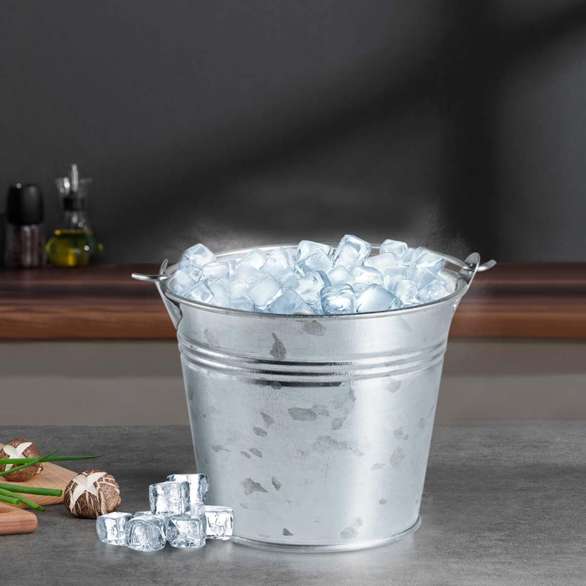 OBTANIM 8 Pack Galvanized Metal Buckets with Handle Ice Pails for Plants, Succulents, Party Favors Organizing, Rustic Home Decor or Classrooms Pencil Storage (7 x 5.1 inch)