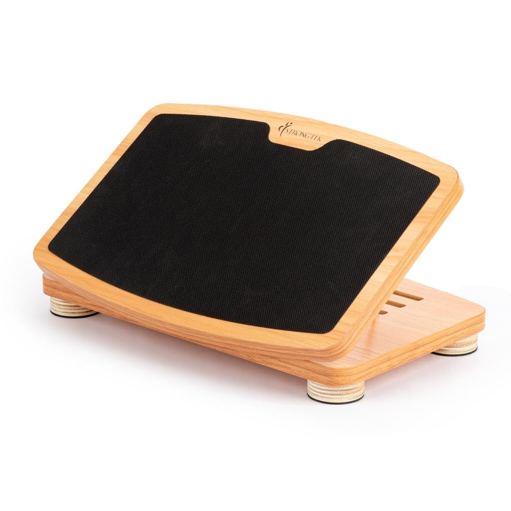 StrongTek Adjustable Wooden Foot Rest for Under Desk, Ergonomic Office Footstool with 3 Height Levels, Improves Posture & Leg Circulation, Comfortable Foot Support for Work & Home