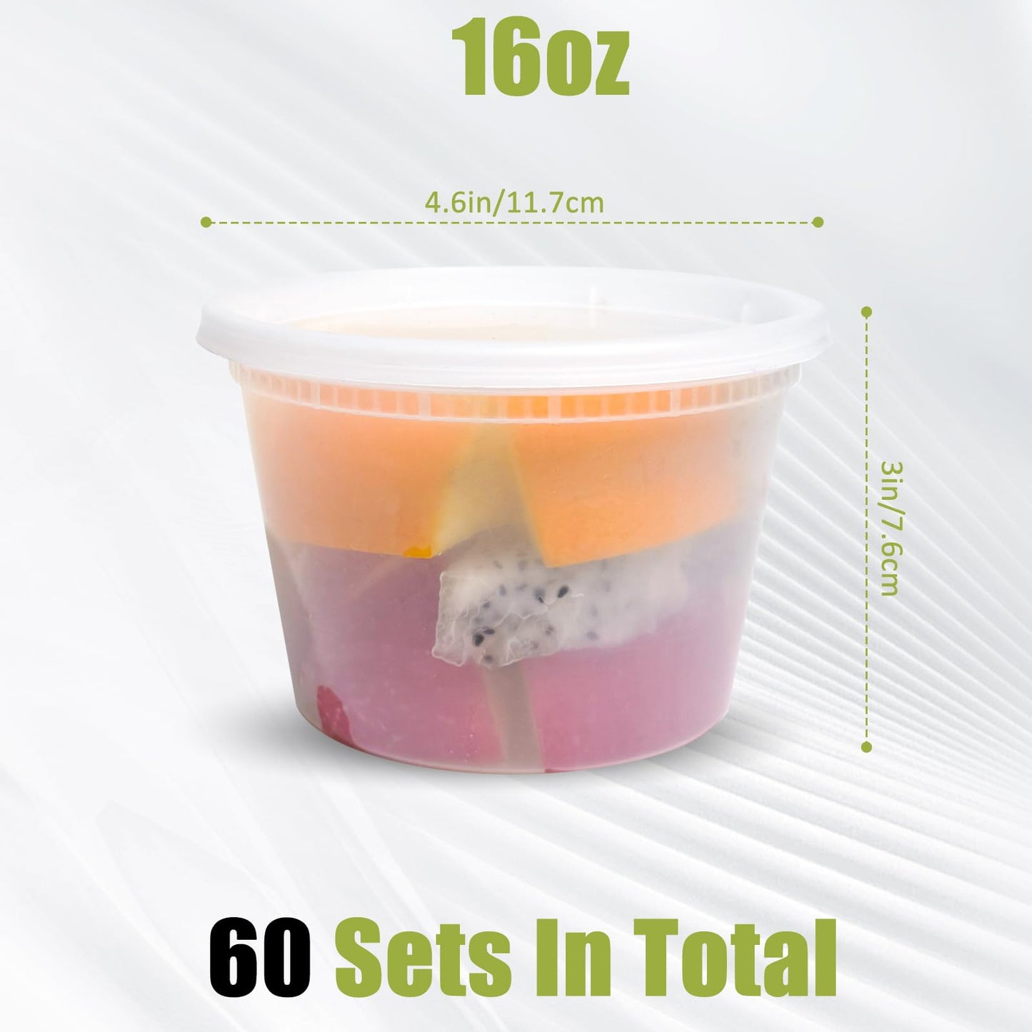 EASYTRIP (60 Sets 16oz Plastic Soup Containers with Lids, Food Storage Containers with Airtight Lid, Meal Prep Containers, BPA Free, Freezer Safe, Dishwasher Safe, Microwave Safe, Stackable