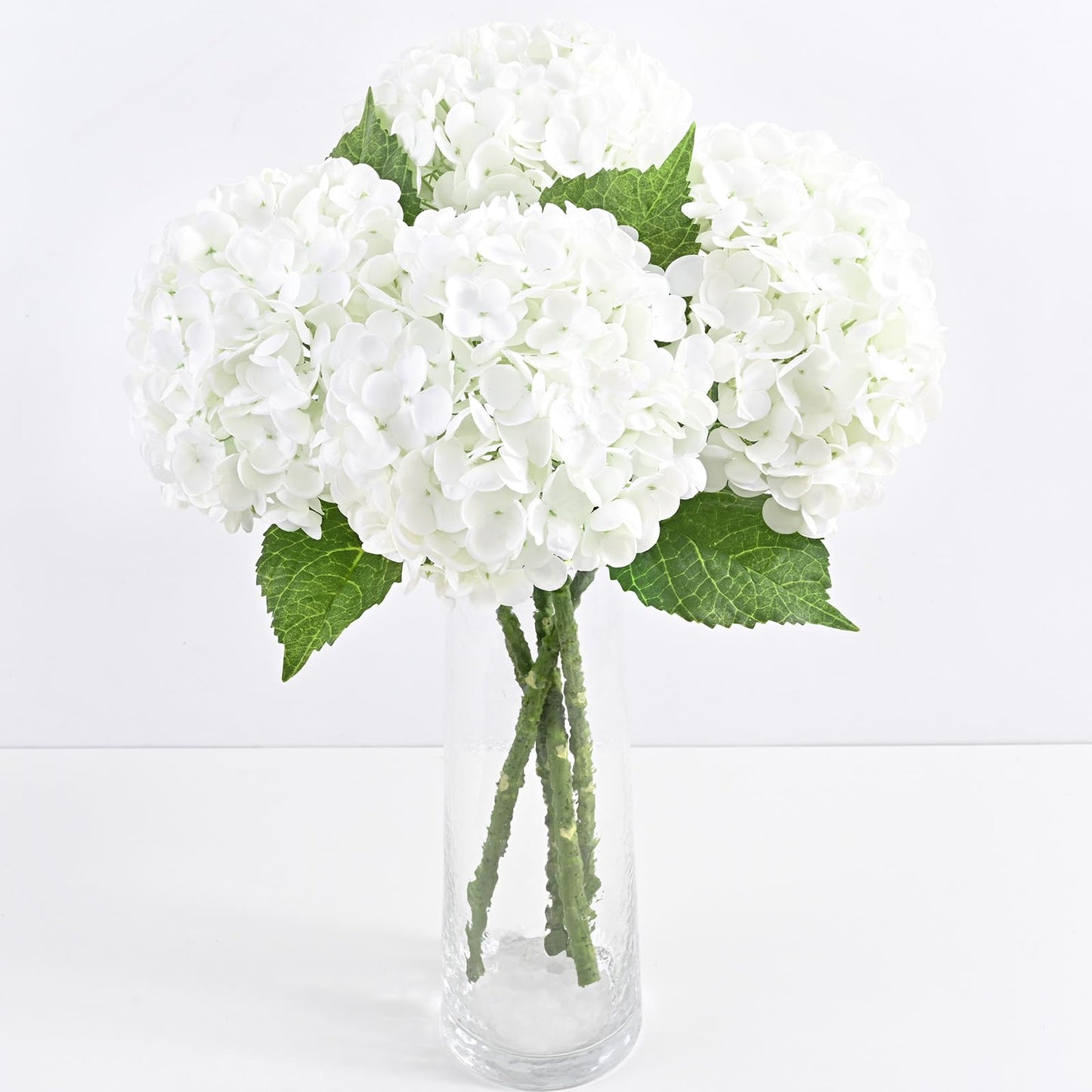 Yastouay 4 Pcs Real Touch Hydrangea Artificial Flowers, 21" White Full Faux Hydrangea Flowers Latex Fake Flowers for Home Decor Party Floral Arrangements Wedding Bouquets Centerpieces Outdoor Decor