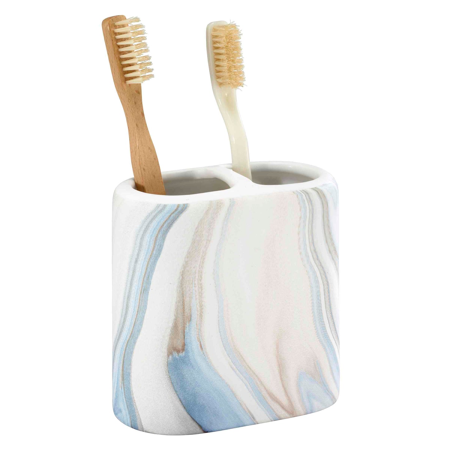 Avanti Linens - Toothbrush Holder, Resin Countertop Accessories, Guest Bathroom Essentials (Waves Collection, Blue)