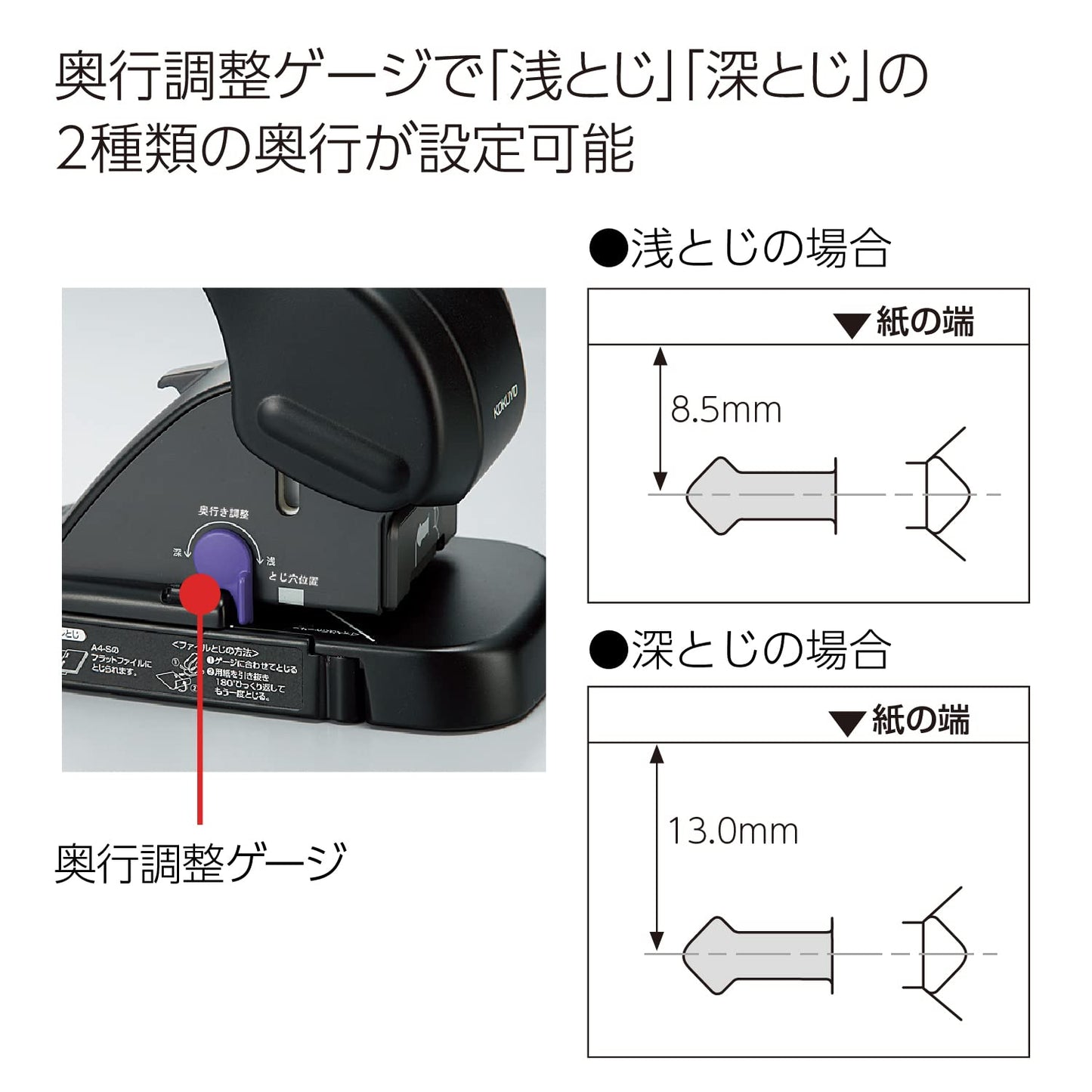 Kokuyo Harinacs Stapleless Stapler, Large Desktop Staple Free Stapler, 12 Sheet Capacity, Black (SLN-MS112D)