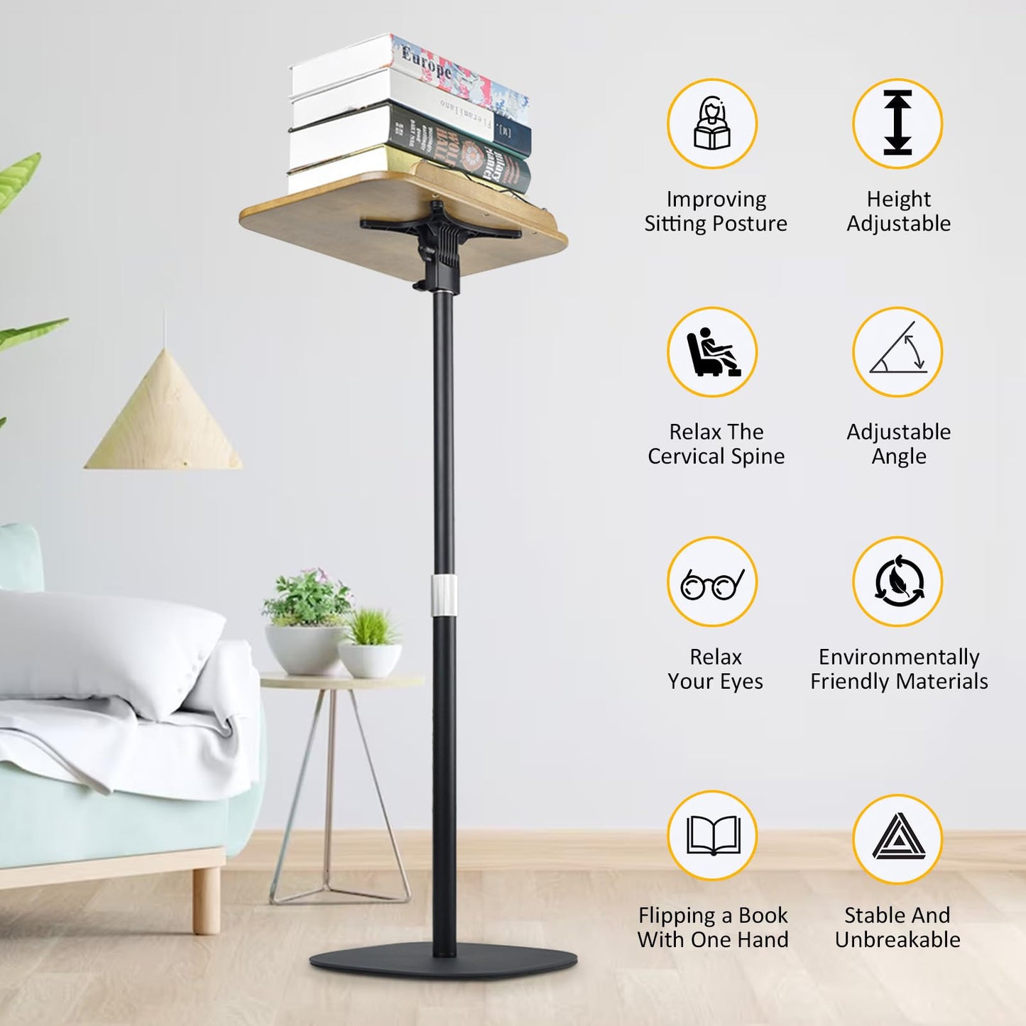MAKUANG Music Stand for Sheet Music, 4-in-1 Book Holders for Reading Hands Free, Book Stand for Reading, Projector Stand with 180° Rotation Height Adjustable Book Holder Stand for Laptop - 170 cm
