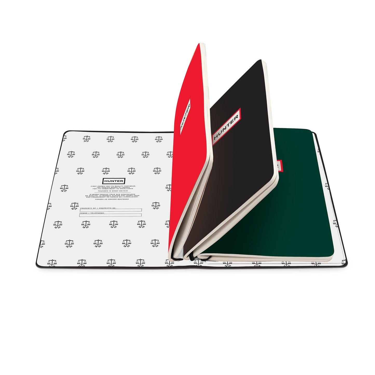 Hunter - Rambler Refillable Notebook, 8.6” X 6” Book with 3 A5 Booklets, 80 Pages Each of Lined Paper, Dot Grid, & Blank Pages for Drawing or Journaling, Elastic Band & Inside Pocket, Black