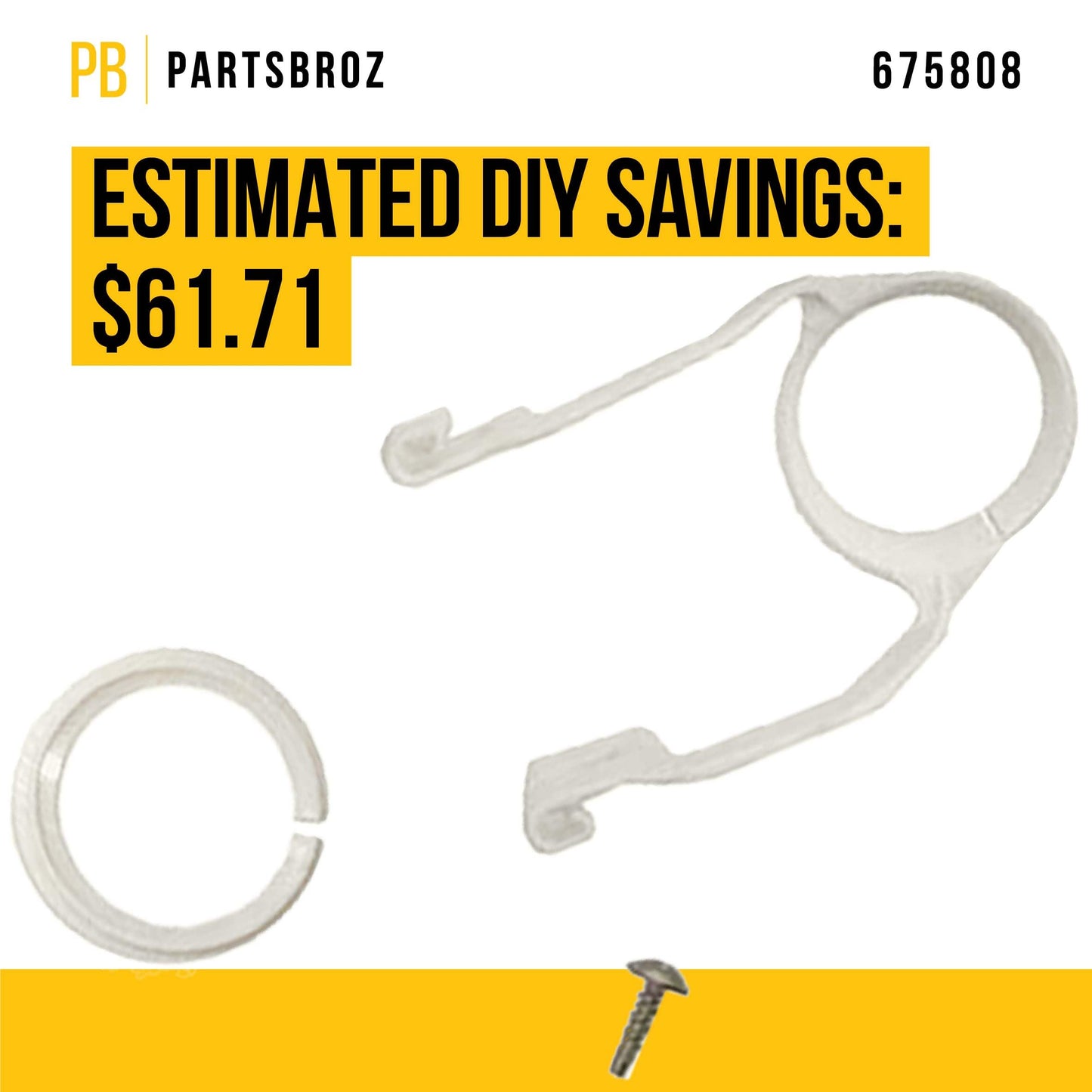 PartsBroz Middle Spray Arm Kit 675808 - Compatible With Whirlpool Kenmore KitchenAid Dishwasher - Replaces 679719 AP3115182 PS382824 3378147 3379644 9742989 9742992 9742995 9743210 675808C2 675808VP