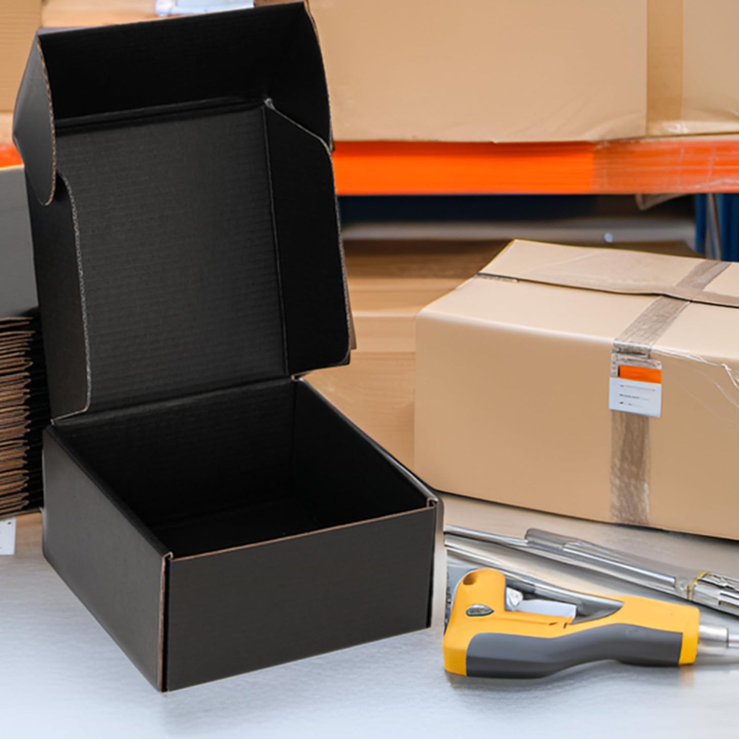 DUZCLI Small Shipping Boxes 8x8x4 Inch (25 Pack) - Sturdy Black Corrugated Cardboard Boxes for Small Business, Ecommerce, Mailing & Packaging | Recyclable Gift & Storage Boxes