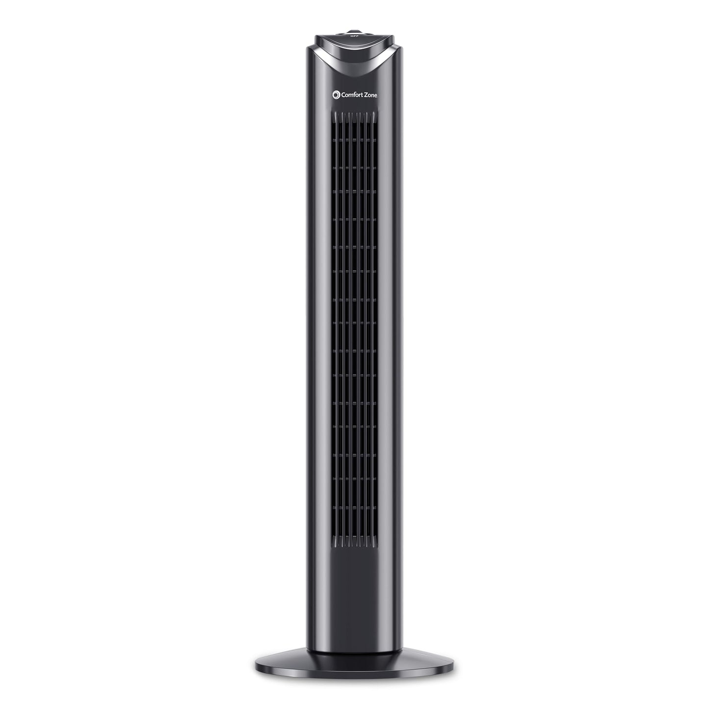Comfort Zone 32-Inch Oscillating Tower Fan – Ultra-Slim Bladeless Design with 3 Speeds, 90° Wide Oscillation & Built-in Carry Handle – Quiet Portable Standing Fan for Bedroom, Home, or Office, Black