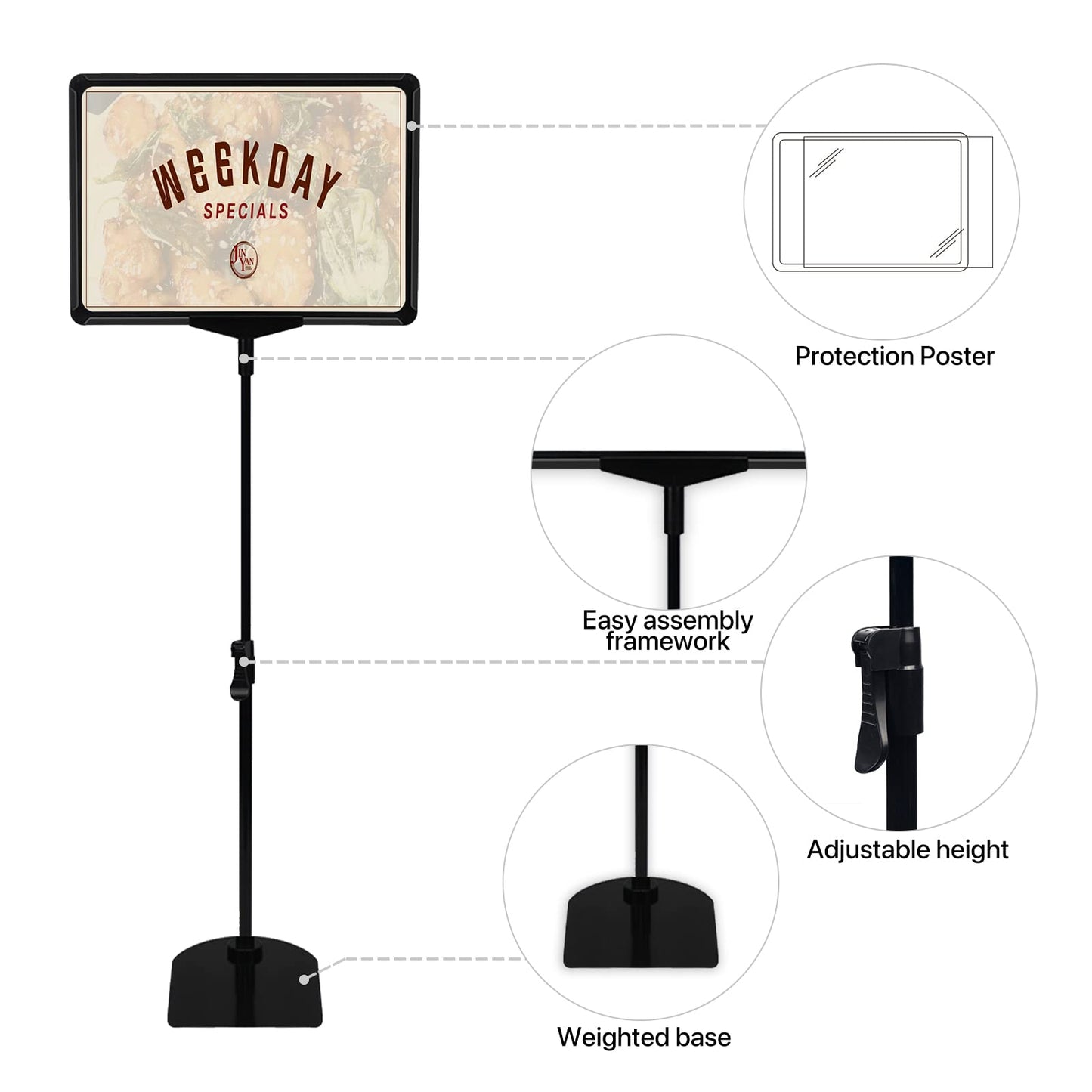 BUTUNITA Sign Holder Stand 8.5x11 Inch for Floor Table, Adjustable Tabletop Sign Holder Floor Poster Stand, Vertical & Horizontal View (Black,4Pcs)