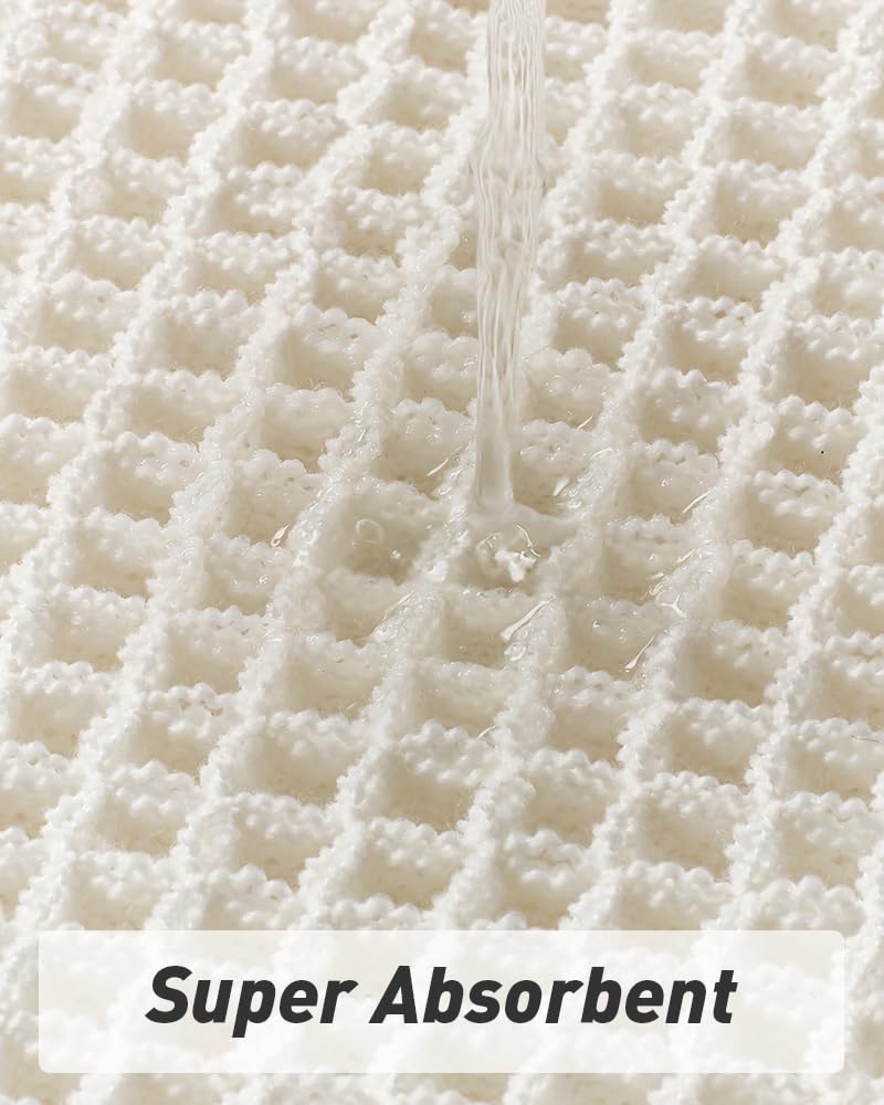 AMOAMI Upgraded Waffle Runner Rug Super Absorbent Non Slip Bath Mats for Bathroom Floor, Washable Boho Bathroom Runner Rug with Tassels, Ideal for Hallway Bedroom Laundry Room, 2' x 6', White