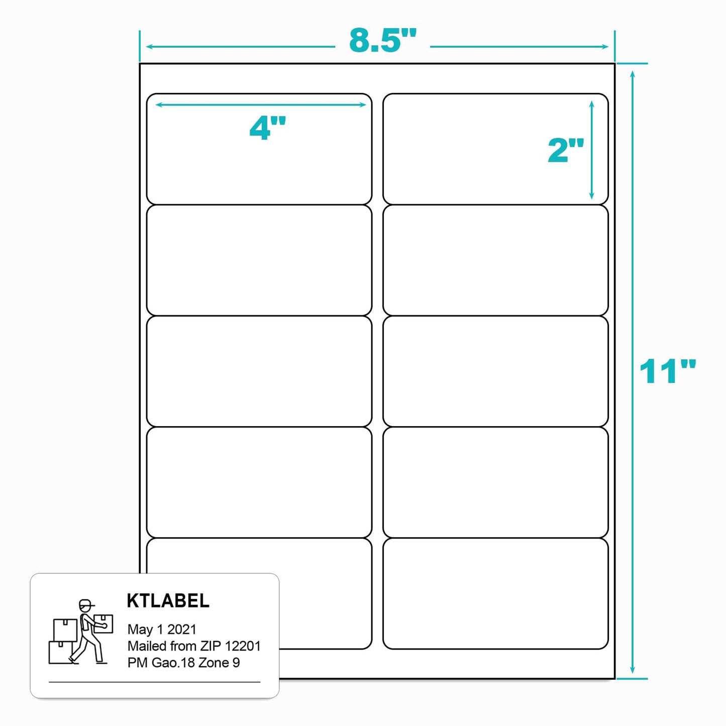 (10 Up 5,000 Pcs) 2"x4" Shipping Address Labels for Laser & Inkjet Printers,500 Sheets Permanent Adhesive 10 per Page Shipping Labels, 1/10 Page Stickers, 10 Labels per Sheet