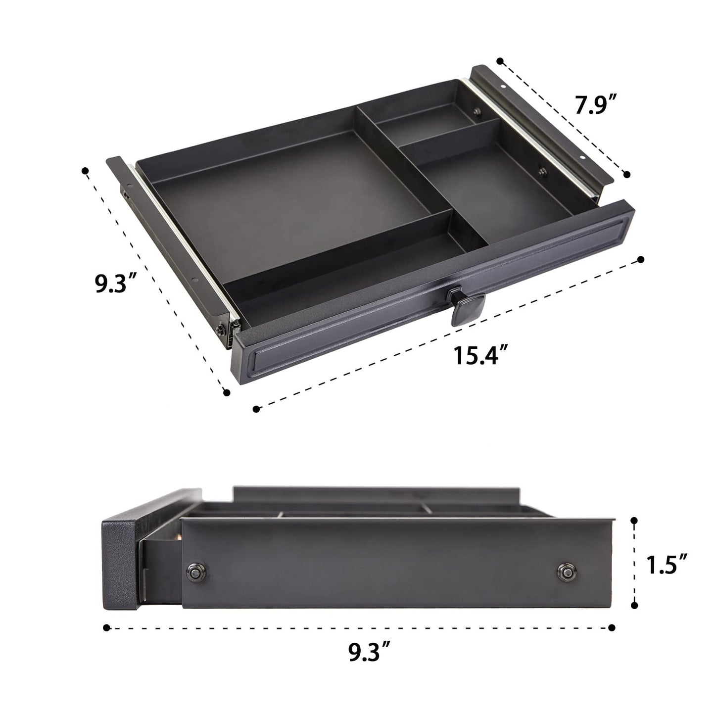 GOME Under Desk Slide out Pencil Drawer with Space Divider Design for Storing Pencil and Office Accessories, Underdesk Pull out Tray Organizer Mounted for Sit Stand Workstation