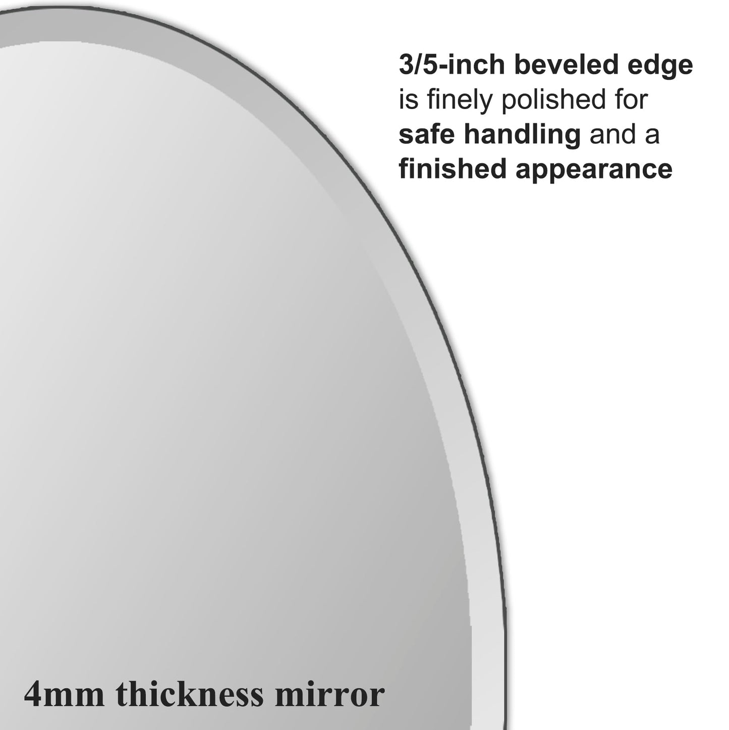 Oval Mirror Frameless Bathroom Mirror for Over Sink, Beveled Polished Wall Mirror for Bathroom, Bedroom, Vanity and Entryway 16" x 24"