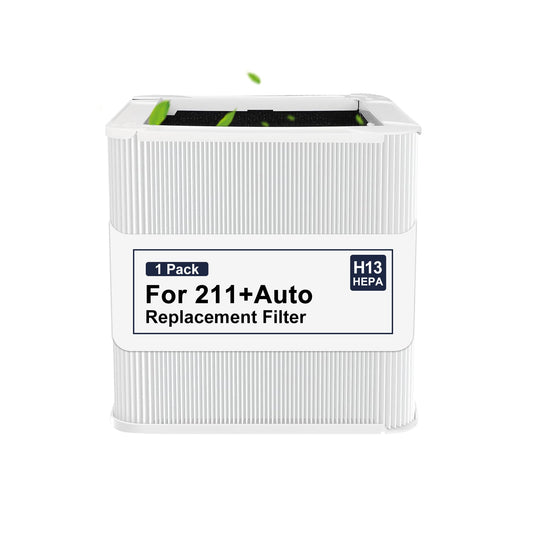 211+ Auto Replacement Filter Compatible with Blueair Blue Pure 211+ Auto Air Purifier, 2-Stage Filtration System, H13 True HEPA and Activated Carbon, White