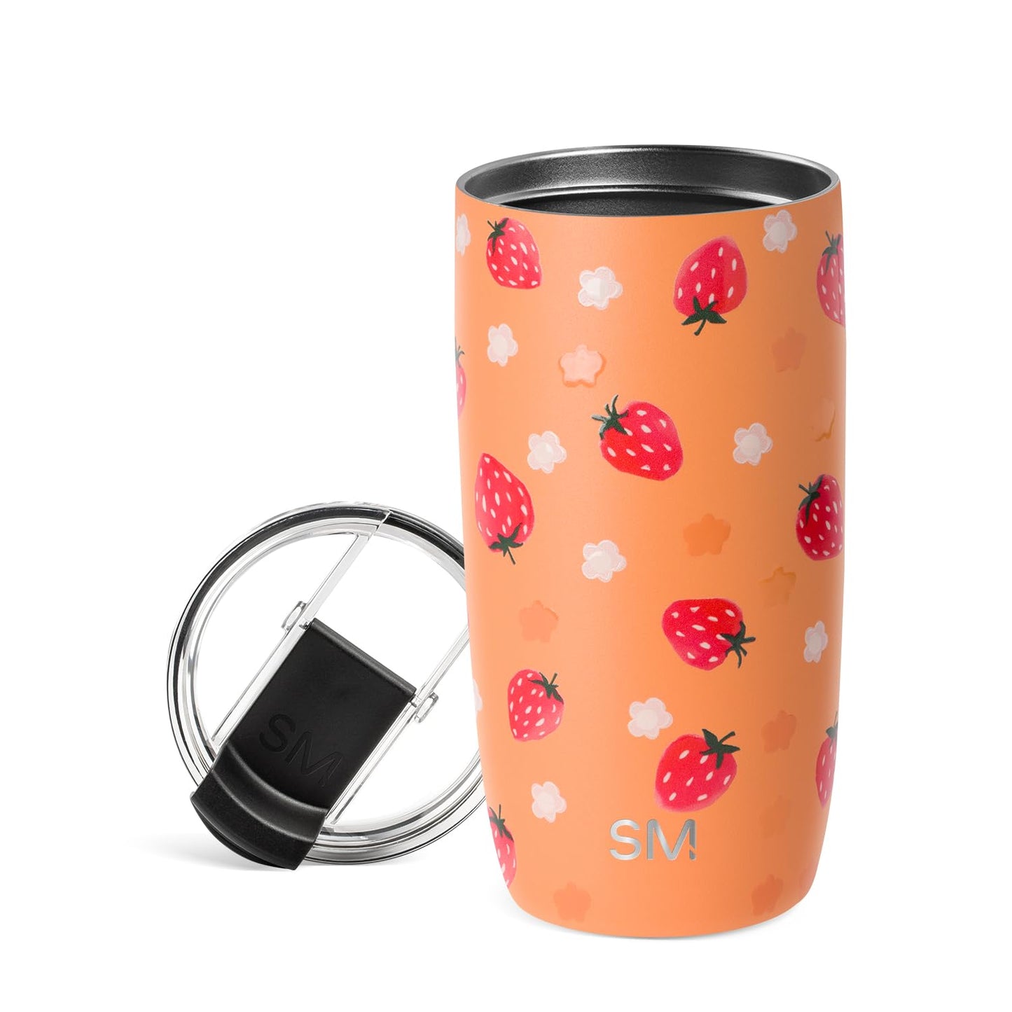 Simple Modern Voyager Tumbler with Flip Lid | Travel Coffee Mug | Insulated Stainless Steel Cold Brew Iced or Hot Coffee Cup | Gifts for Women Men Her Him | 16oz, Strawberry Fields