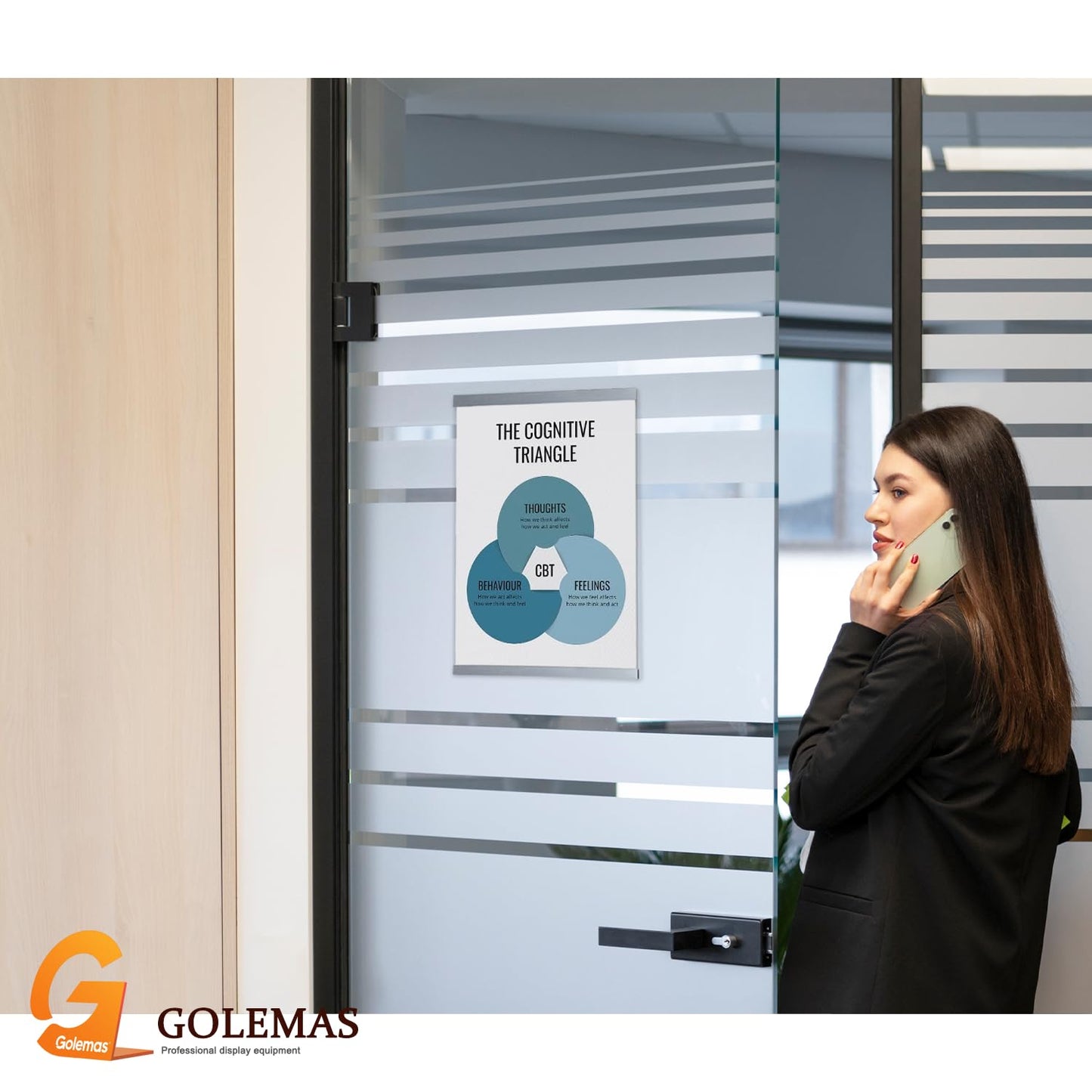 Golemas Acrylic Magnetic Sign Holder, Easy-Opening 8.5 x 11 Wall Mount Display Frames, Self Adhesive Back Plastic Clear Document Holder, Silver Aluminium Strips Frame (6Pack)