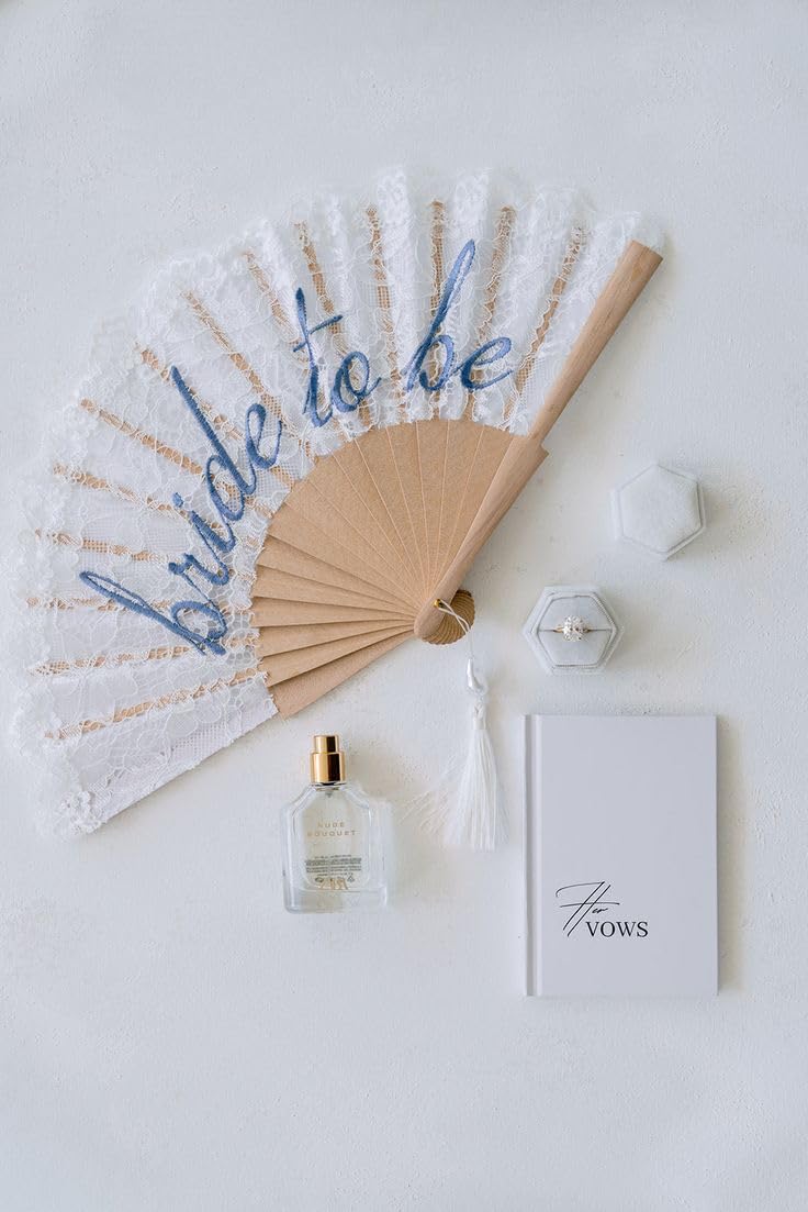 xo, Fetti White Lace Bride to Be Folding Fan | Bridal Something Blue, Wedding Accessory, Bridesmaid Gift, Embroidered Bachelorette Outfit
