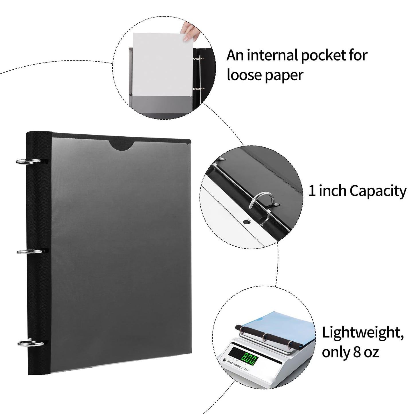 Tashkummy 360° Pivotable 3 Ring Binder, Upgraded Foldable Binders 1 inch 12 Pack, Thin Small Three Ring Binder Fits 8.5" x 11", for Home, School and Office- Black, Purple, Pink, Blue, Green, Red