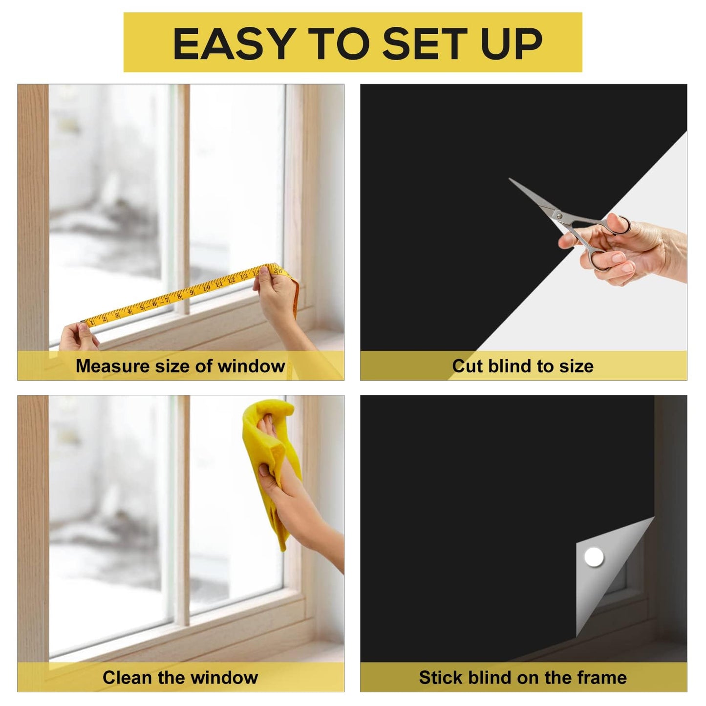 RUseeN Portable Blackout Shades (118" x 57") Travel Window Blackout Curtains, 100% Blackout Material Temporary Blackout Blinds for Baby Nursery, Bedroom, Caravan, Office or Travel Use