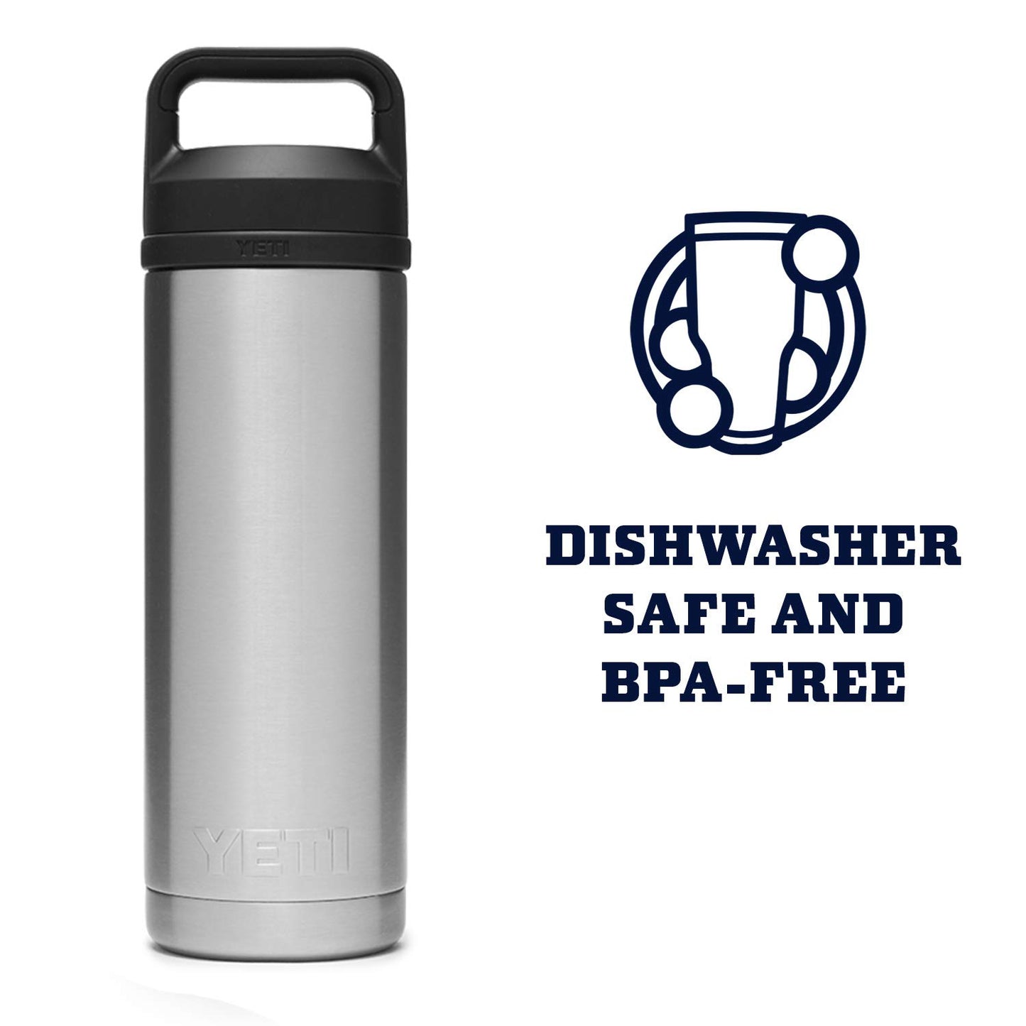 YETI Rambler 18 oz Bottle, Leakproof, Vacuum Insulated, Stainless Steel with Chug Cap, Stainless