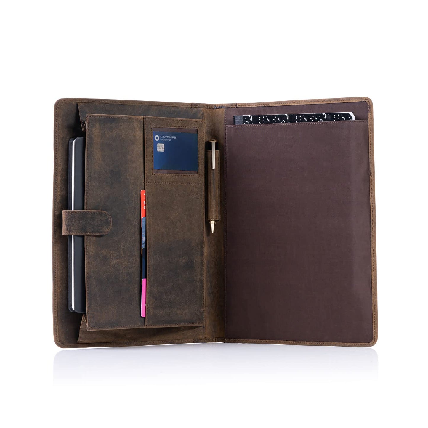 Leather Business Portfolio with Luxury Pen Business Personal Organiser Folder Full Grain Leather padfolio by KomalC (Buffalo Distressed Tan)