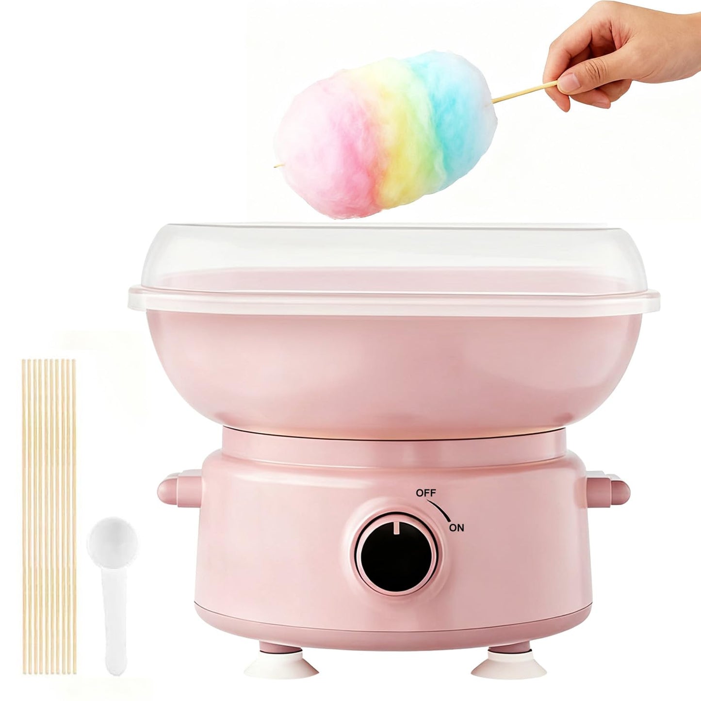 Cotton Candy Machine for Kids & Family, Mini Cotton Candy Maker with 10 Sticks & Sugar Scoop, Home Birthday Family Party Christmas Gift