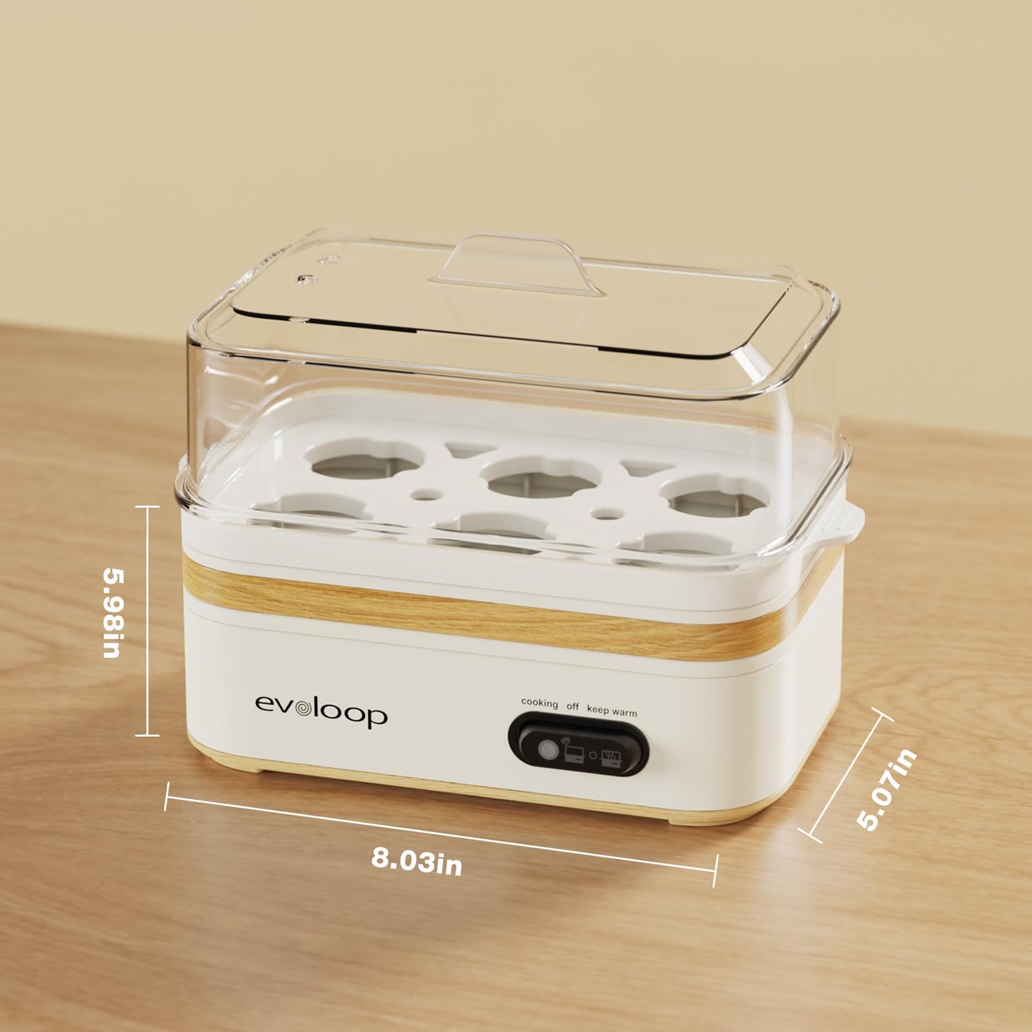 Rapid Egg Cooker Electric 6 Eggs Capacity, Soft, Medium, Hard Boiled, Poacher, Omelet Maker Egg Poacher With Auto Shut-Off, BPA Free-White