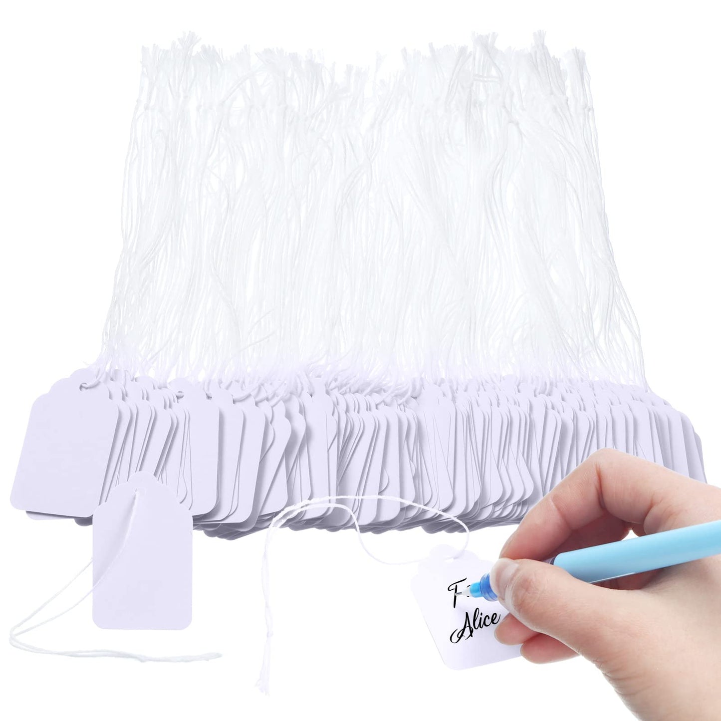 Fainne 3000 Pcs White Matte Hanging Price Tags with String, 1.18 x 1.89 Inch, Clothing Gift Merchandise Display Labels
