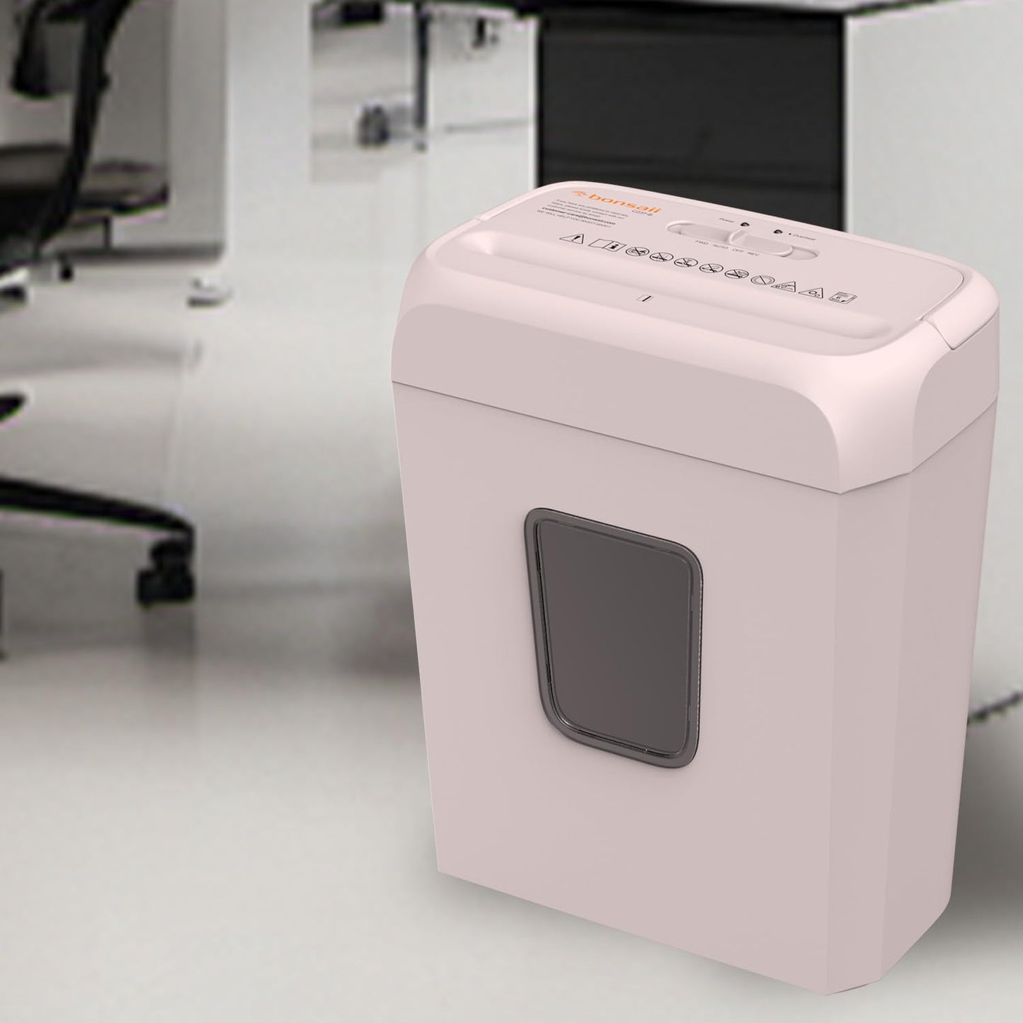 Bonsaii 5-Sheet Crosscut Shredder for Home & Office, Shreds Paper, Credit Cards, Staples & Paper Clips, 3.4-Gallon Pullout Bin, Compact & Stylish in Pink