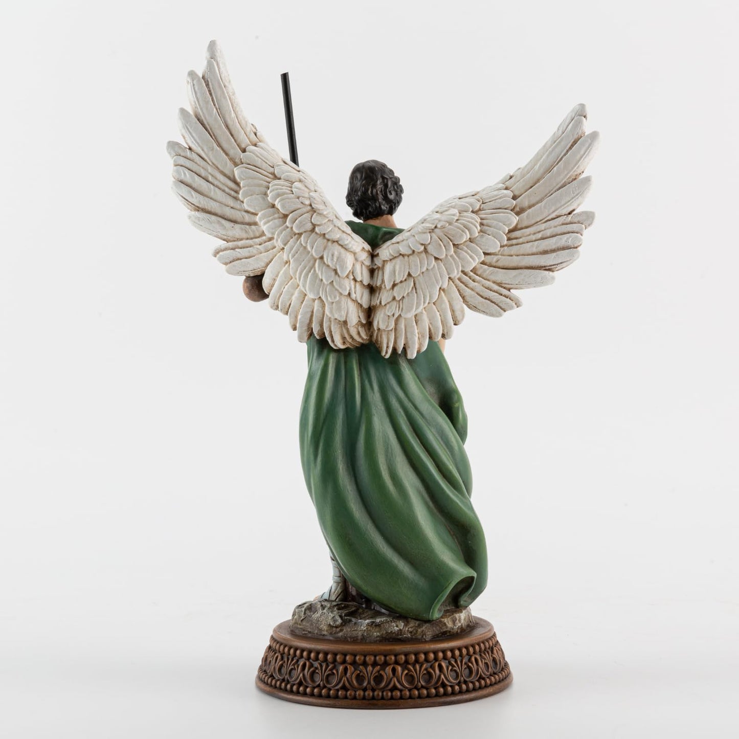 DevotedWalls 10.2"H Saint Raphael Statue Painted in Full Color, Angel St. Raphael with Name Plate on Base,Travel Protection Patron Archangel Saint St. Rafael, Estatua del Arcángel San Rafael Figurine