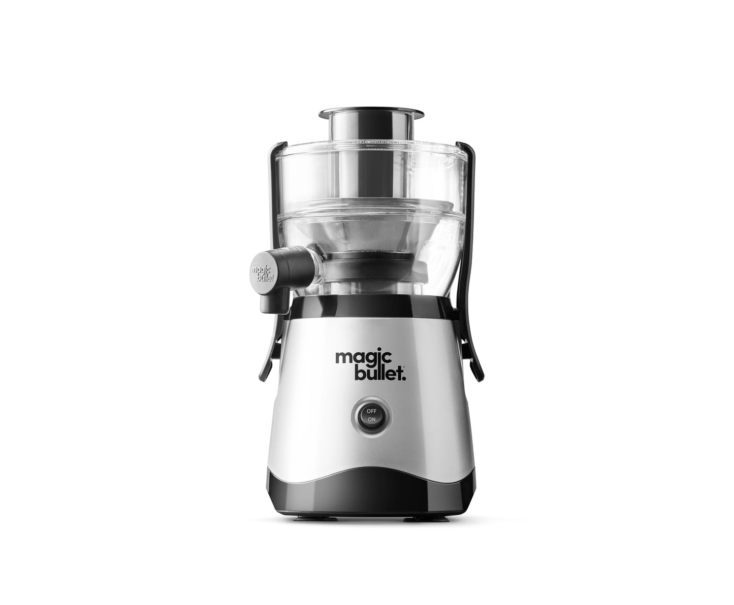 magic bullet Mini Juicer, Countertop Space-Saving, 2" Feed Chute for Fruits and Vegetables, 400W, Compact Design, Black/Silver, MBJ10100