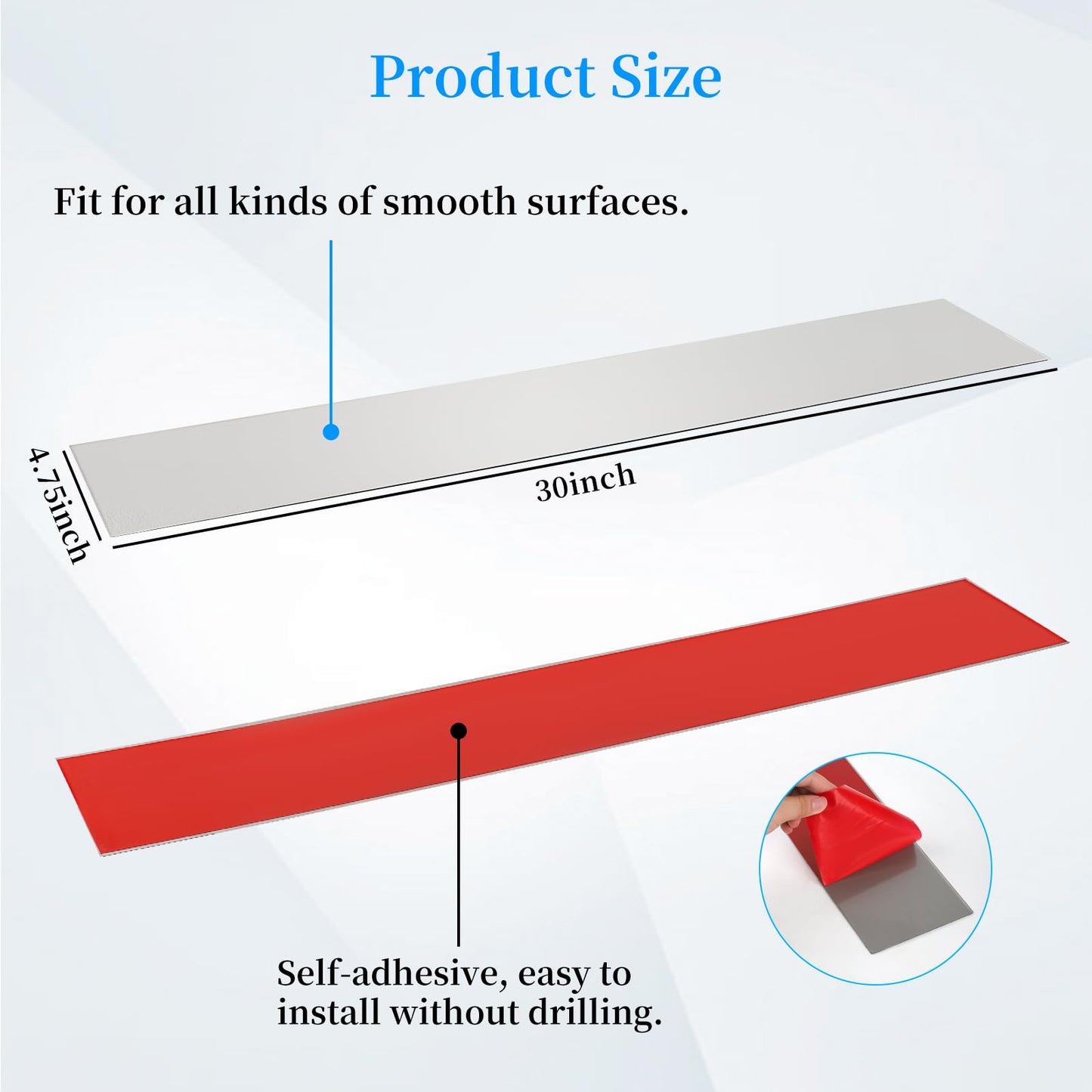 Mineye 11NBBKGDDS Self-Adhesive Front Control Range Stainless Steel Backguard, 29.75" ×4.75" Stainless Steel Backsplash Guard for Most Brands of Stove, Silver