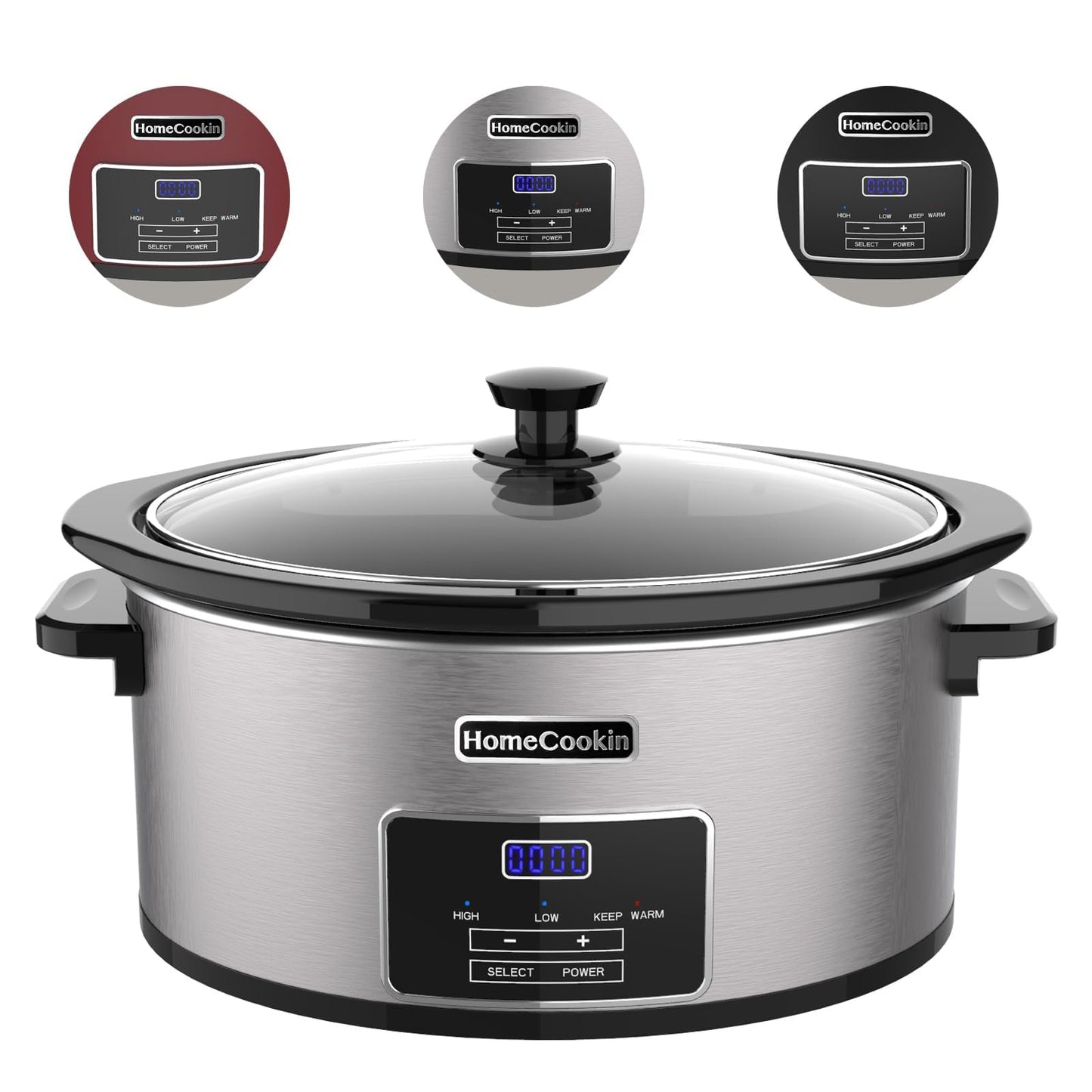 8-Quart Digital Programmable Slow Cooker with Timer - Small Kitchen Appliance for Family Dinners - Serves 10+ People - Heat Settings: Keep Warm, Low and High