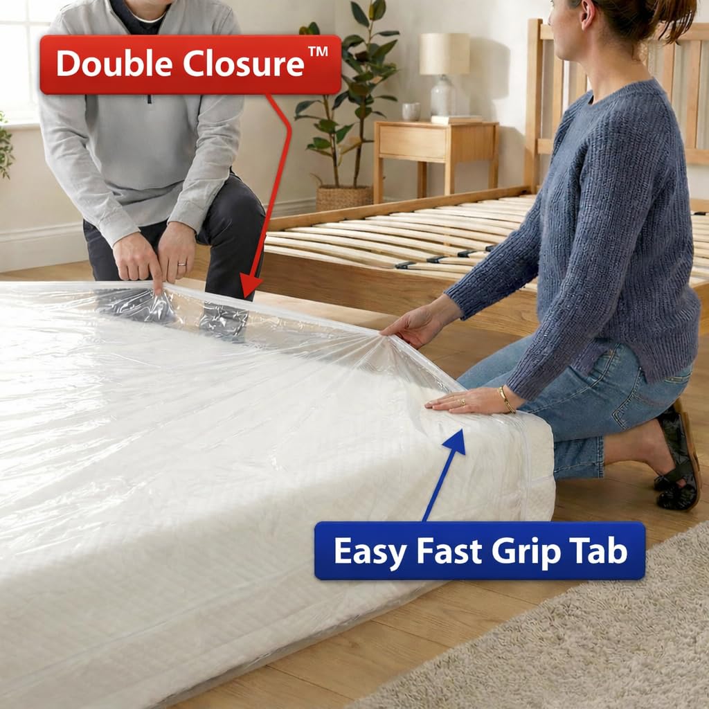 Hefty Shrink-Pak Mattress Bags for Moving – Twin/Twin XL Size | Heavy Duty & Water Resistant Vacuum Compression Mattress Bag, Storage Protection Mattress Cover for Moving