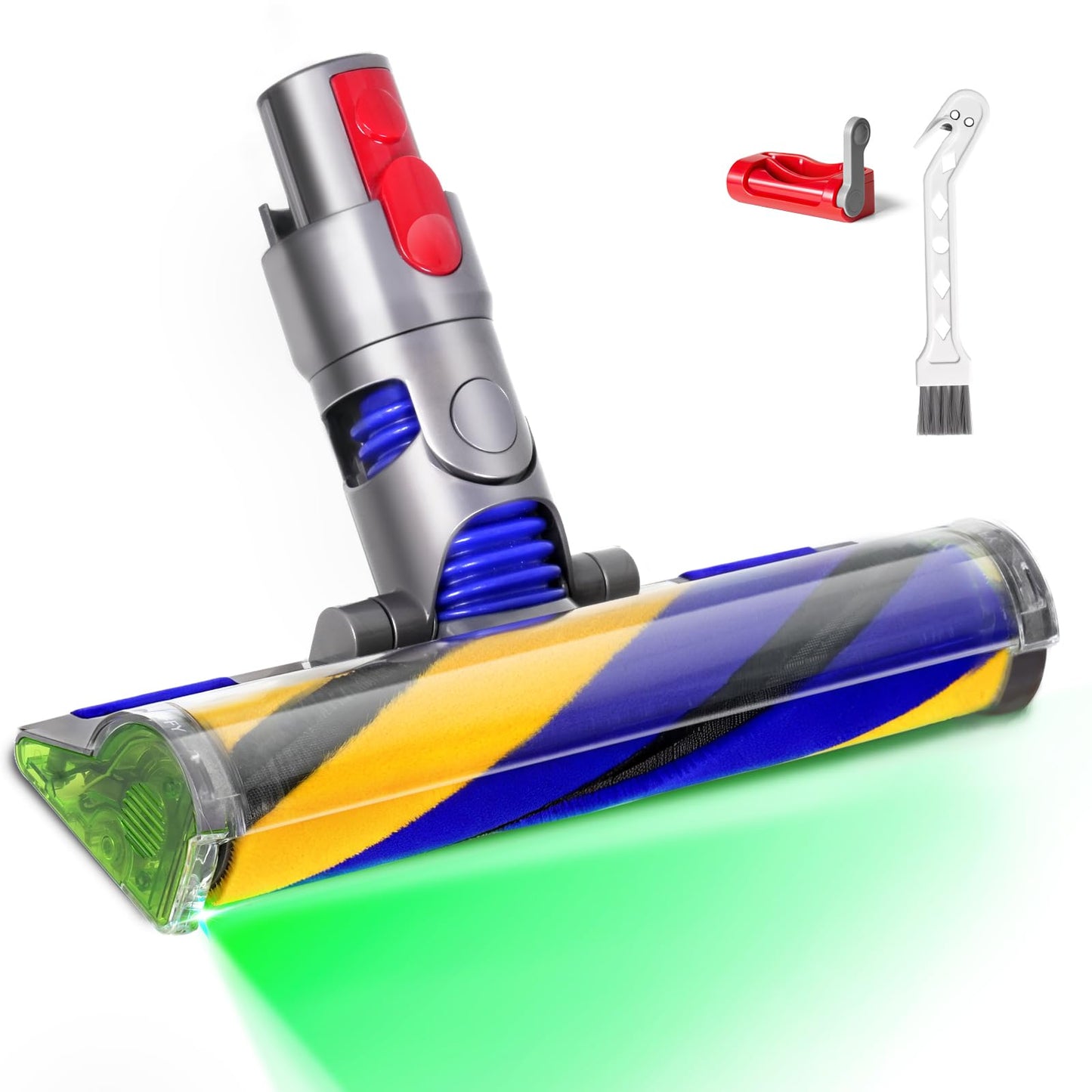 Klypticfit Soft Roller Cleaner Head Replacement Compatible with Dyson V8 V10 V15 Cordless Vacuums, Fluffy Hard Floor Brush Attachment with Green LED Optic Light & Trigger Lock