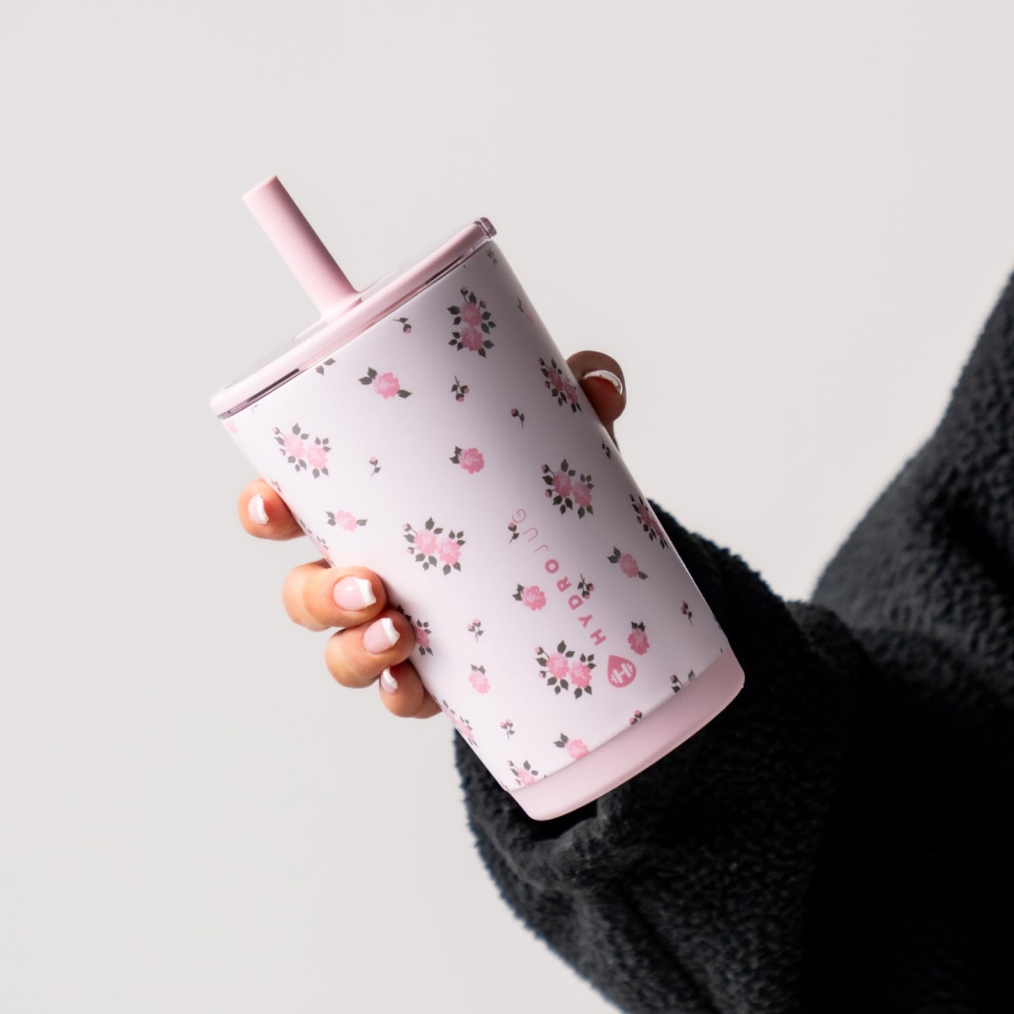 HydroJug Everyday Tumbler 14 oz – Ceramic-Lined Insulated Tumbler with Straw and Soft-Touch Lid, Cup Holder Friendly, Double-Wall Vacuum Insulation, Reusable Travel Cup – Wildrose