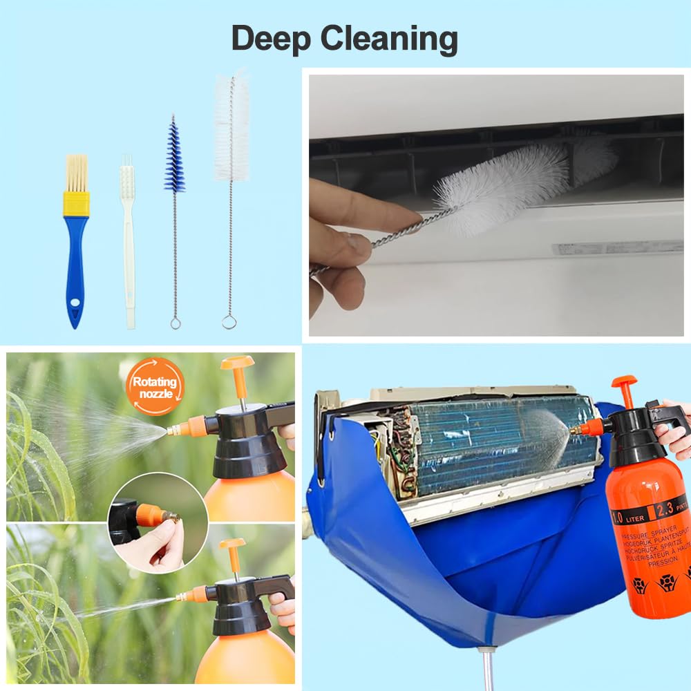 SOUTH SILK Ac Cleaning Bag with Wall Protection Cloth, 13Pcs Mini Split Cleaning Kit, Split Unit Cleaning Kit, Quick and Efficient Cleaning Tool for Wall Ac Units