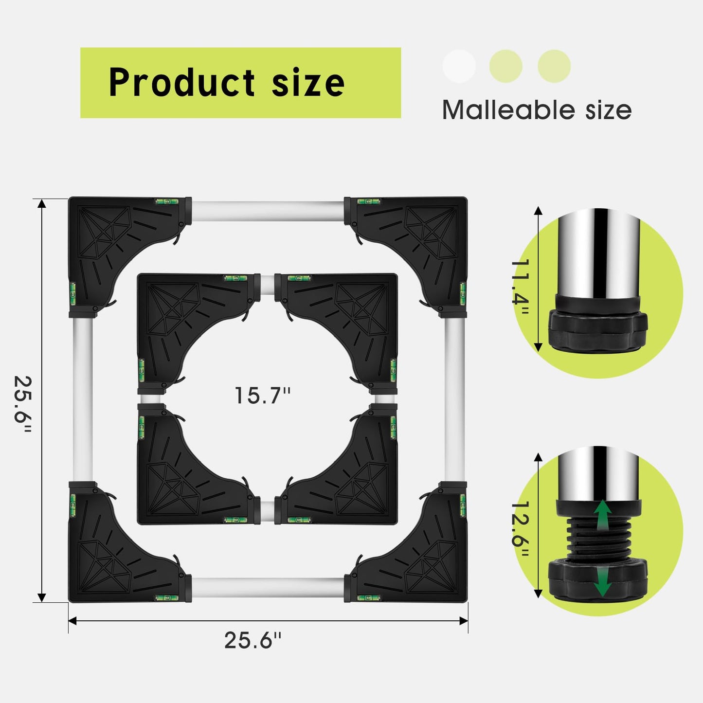 Ailahloe Mini Fridge Stand with 4 storage Feet (11.4"-12.6" High), Adjustable Base Tray Anti-Vibration for Mini Refrigerator Stand Washing Machine Stand Pedestal Dryer Dishwasher AC, Max Load 340LBS