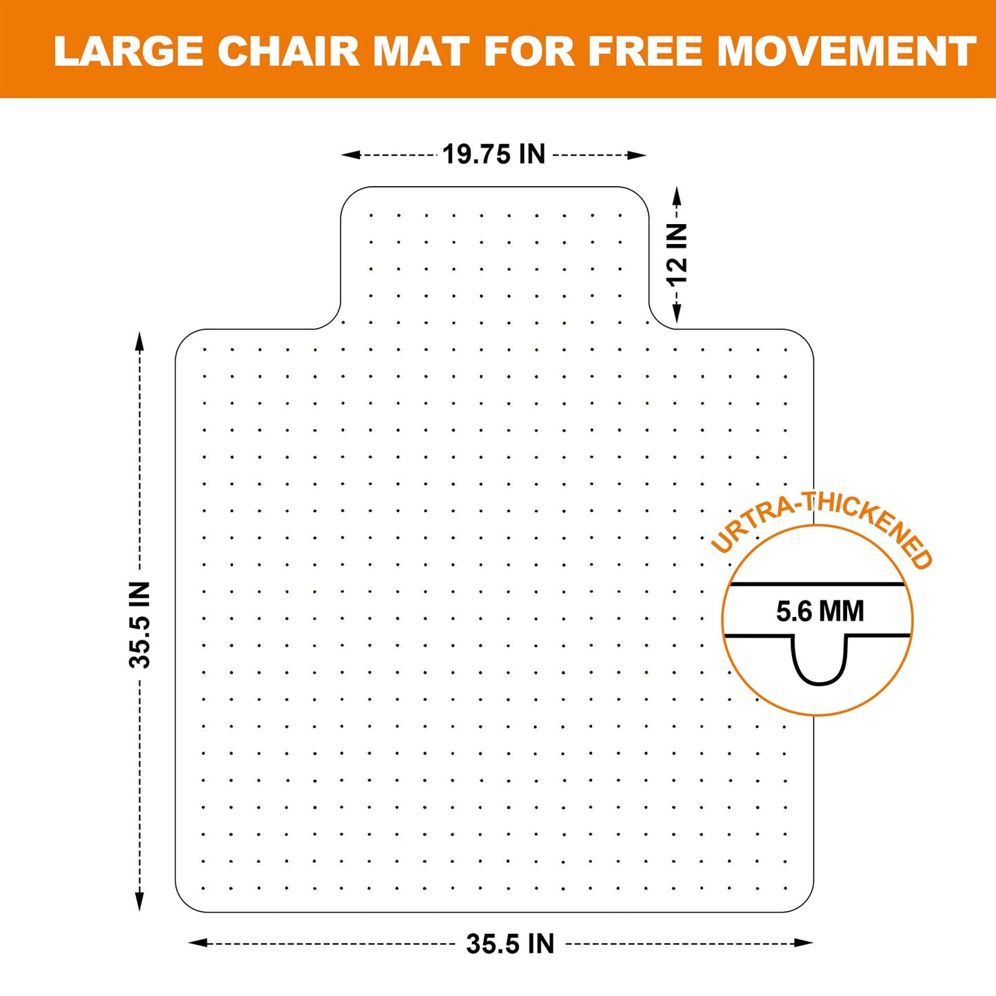 Thickened Chair Mat for Carpet- Low Pile Carpet Protector for Office Computer Desk Chair. Heavy Duty Desk Chair Mat for Carpeted Floors. Clear (with Lip, 47.5"X35.5"X0.15“)