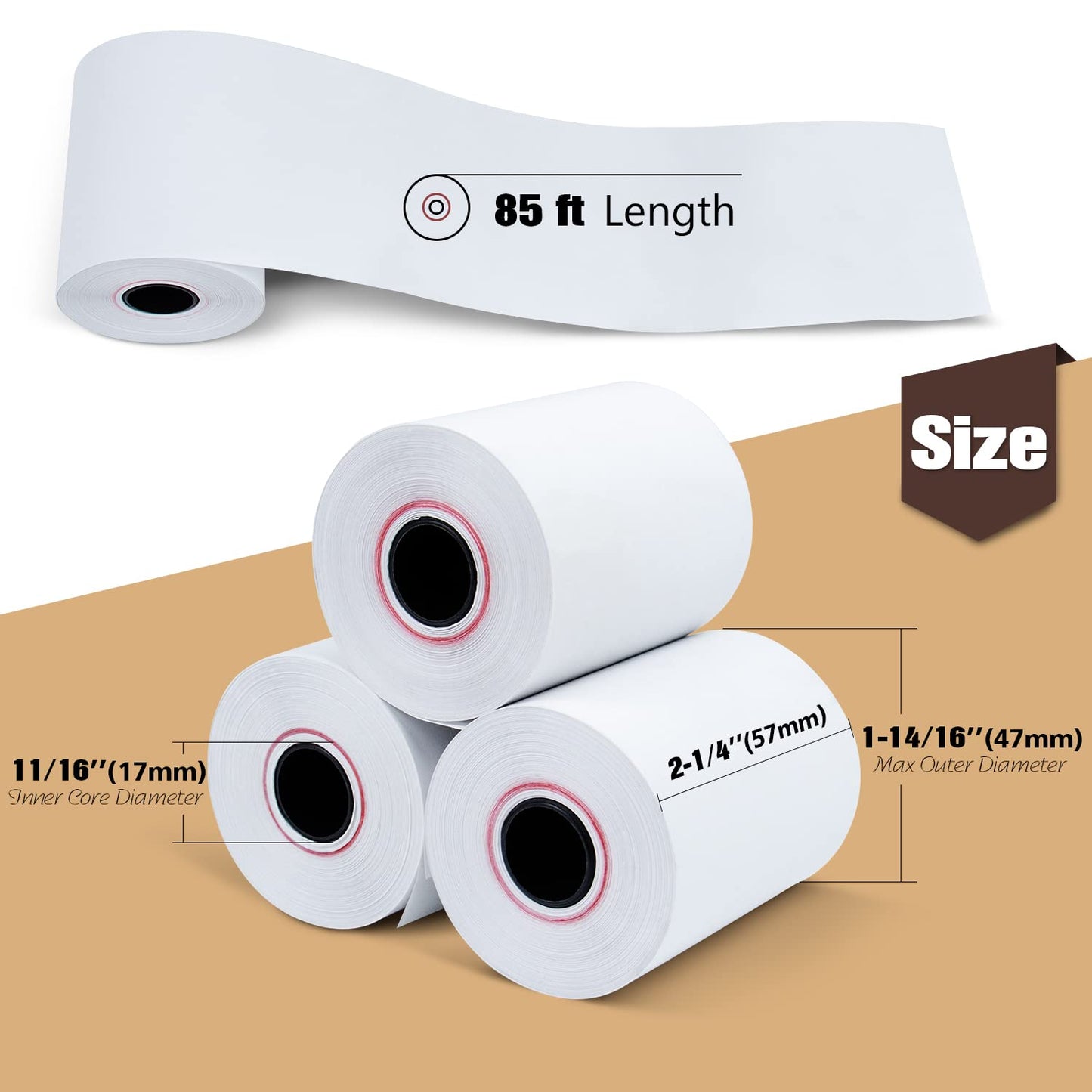 TK Thermal King, (50 Rolls) 2 1/4" x 85' Thermal Paper, POS Receipt Paper for Retail Business Cash Register, Fits Most Credit Card Terminal