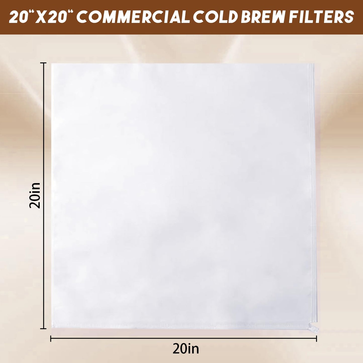 50 Pcs Commercial Cold Brew Coffee Filters for 5 Gallon Buckets & Commercial Cold Brew Coffee Makers, 20" x 20" Disposable Coffee Filters with Drawstring, Brew Up to 5 LBS Coffee, No Tear No Sediment