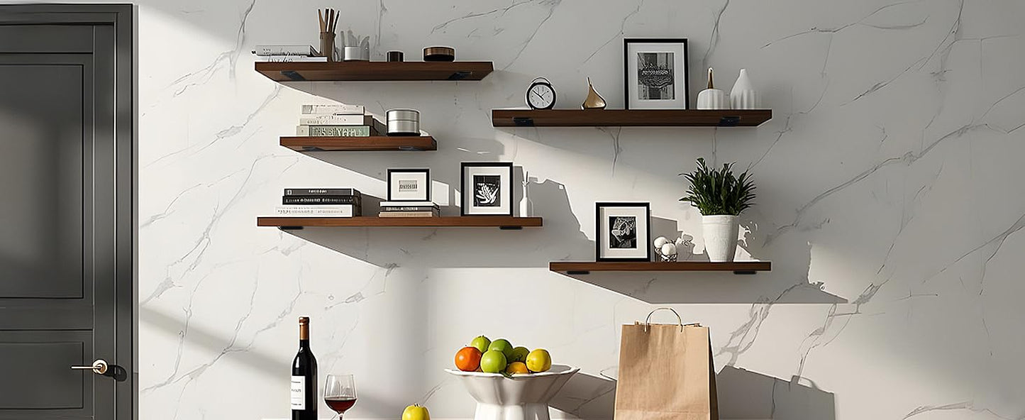 12 Pack - 10 inch Black Hidden L Shelf Bracket (1/5 Inch Thicked) Iron Floating Shelf Brackets Rustic Industrial Metal Brackets for Shelf Support