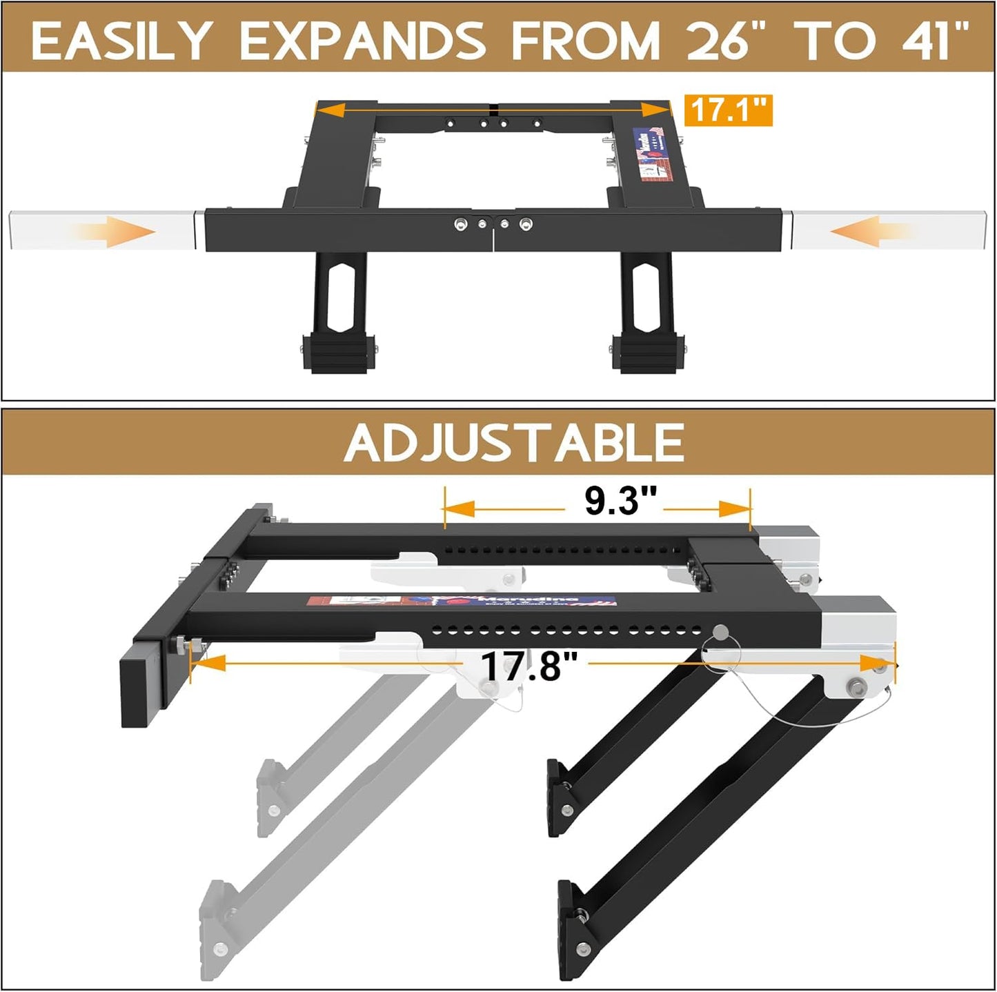 Marudina Adjustable Window AC Bracket, Quick Installation in 3minutes Without Drilling, Upgraded Extra Large Adjustment Range, Air Conditioner Support Bracket No Drill w/ Max Load Capacity of 300 lbs