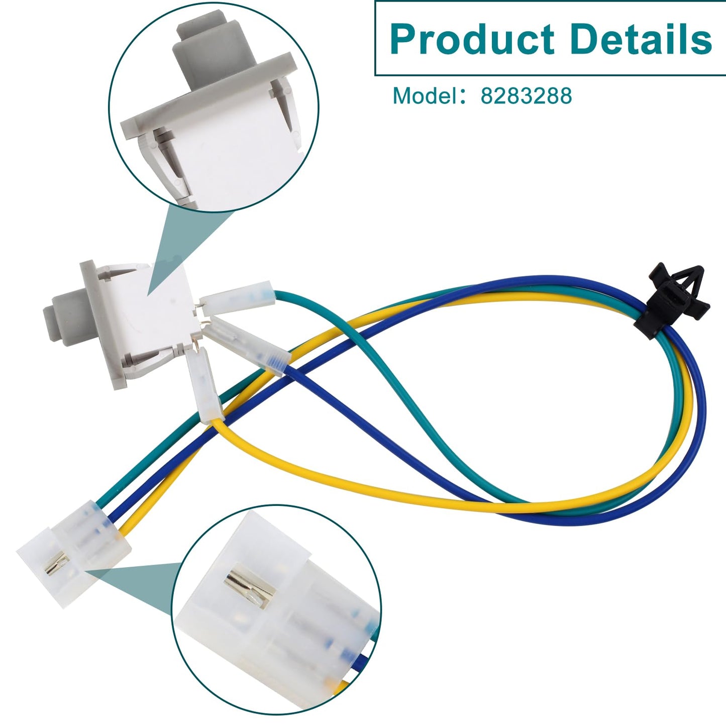 8283288 Dryer Door Switch with Wire, Compatible with Whirlpool Dryer, WPW10318609 W10318609 8574875 W10128087 8283288 4165281 4371407 8519323 865677