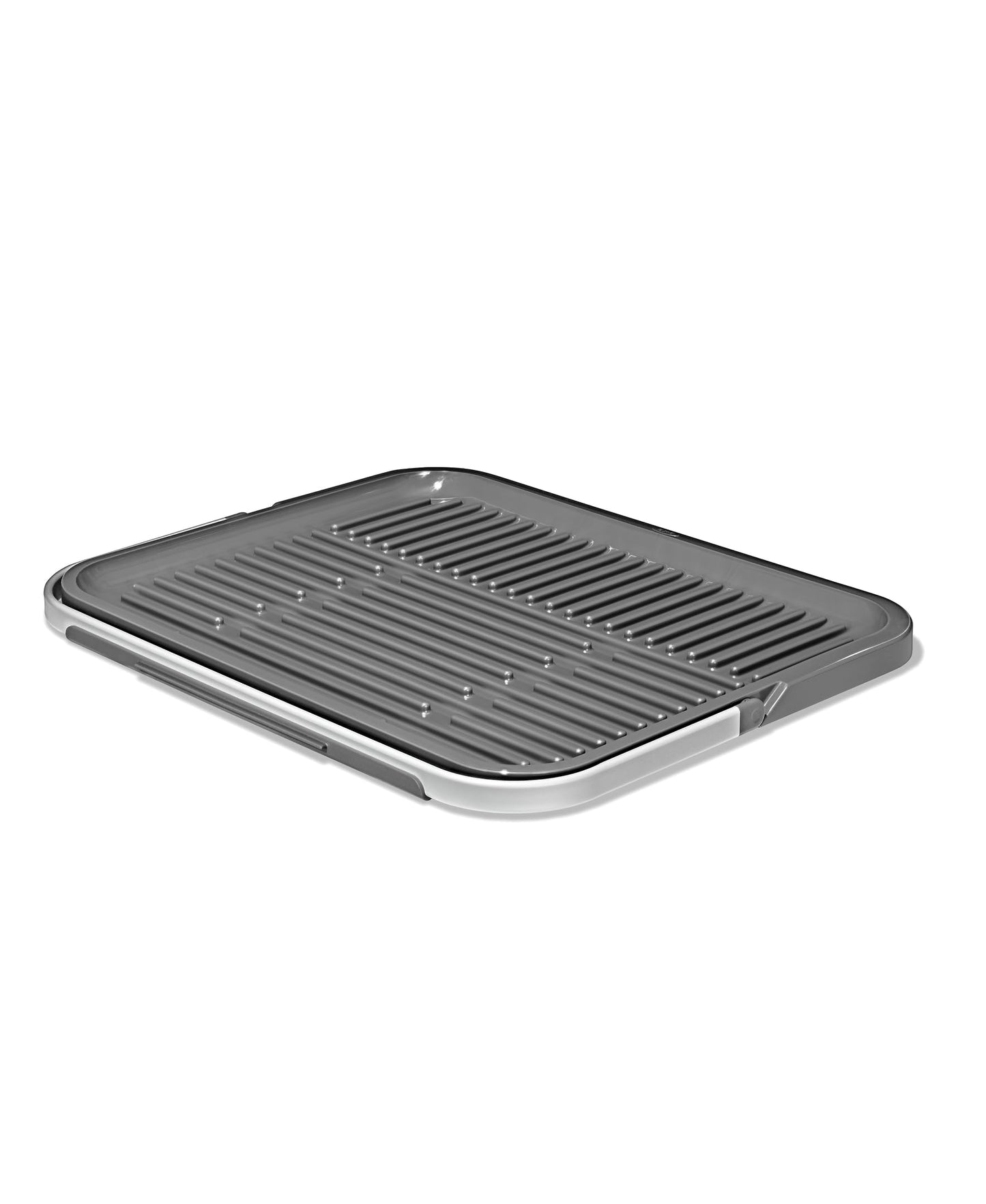 OXO Good Grips Compact Drying Rack with Dish Rest, Aluminum Folding Dish Drying Rack for Glassware and Cookware, Drain Board with Non-Slip Feet for Countertop or Kitchen Sink