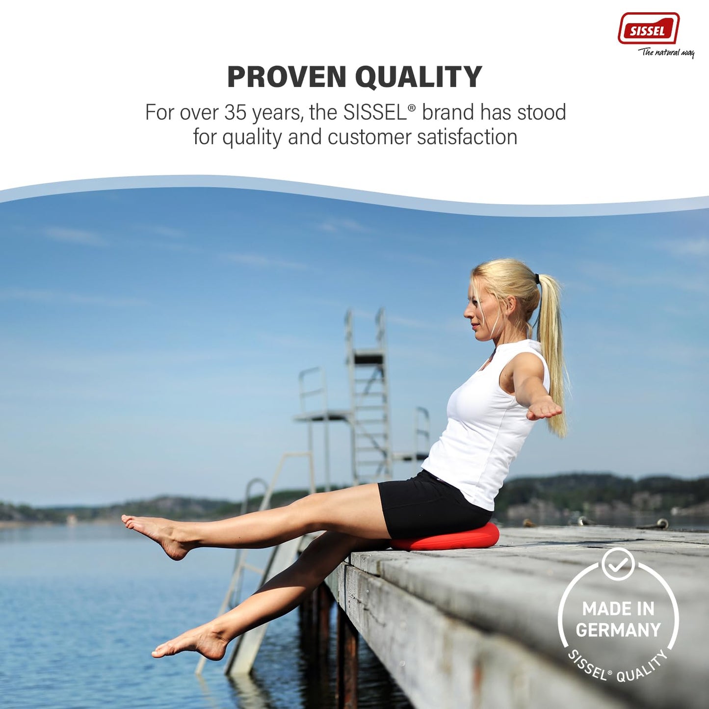 SISSEL SITFIT Plus | Active & Dynamic Sitting | 2-in-1 Function | Adjustable Pressure | Black, 14.5 in | Strengthens Back Muscles | Includes Pump & Exercise Poster