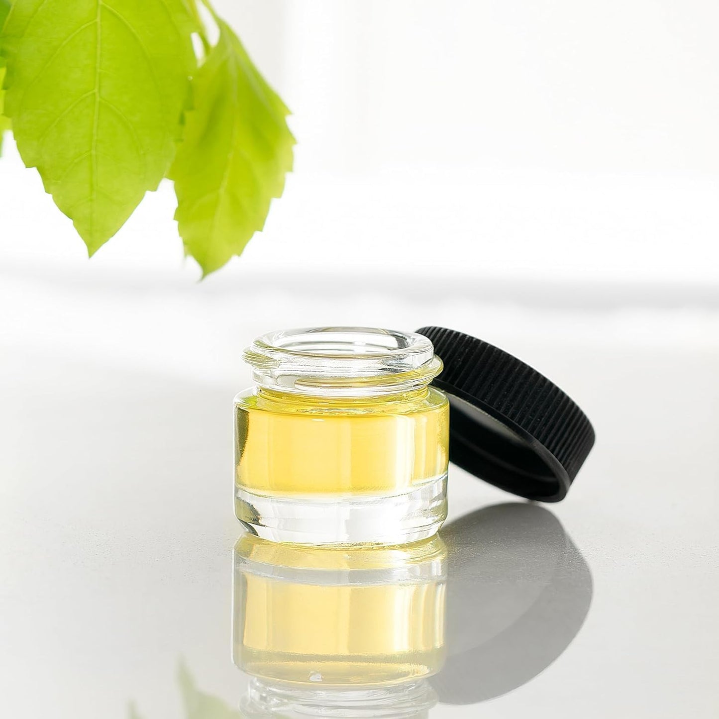 (200 Pack) 5ml Thick Glass Jars with Black Lids - Airtight Containers for Oil, Lip Balm, Wax, Cosmetics - Mini Refillable Jars Great for Travel, Samples, & More