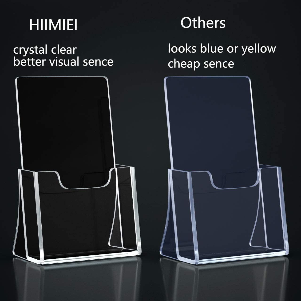 HIIMIEI Brochure Holder 8.5 x 11 inches, Acrylic Flyer Holder with 6 Pack, Plastic Stands for Displaying Magazines, Pamphlets, Literature, Brochures, Booklets, Menu