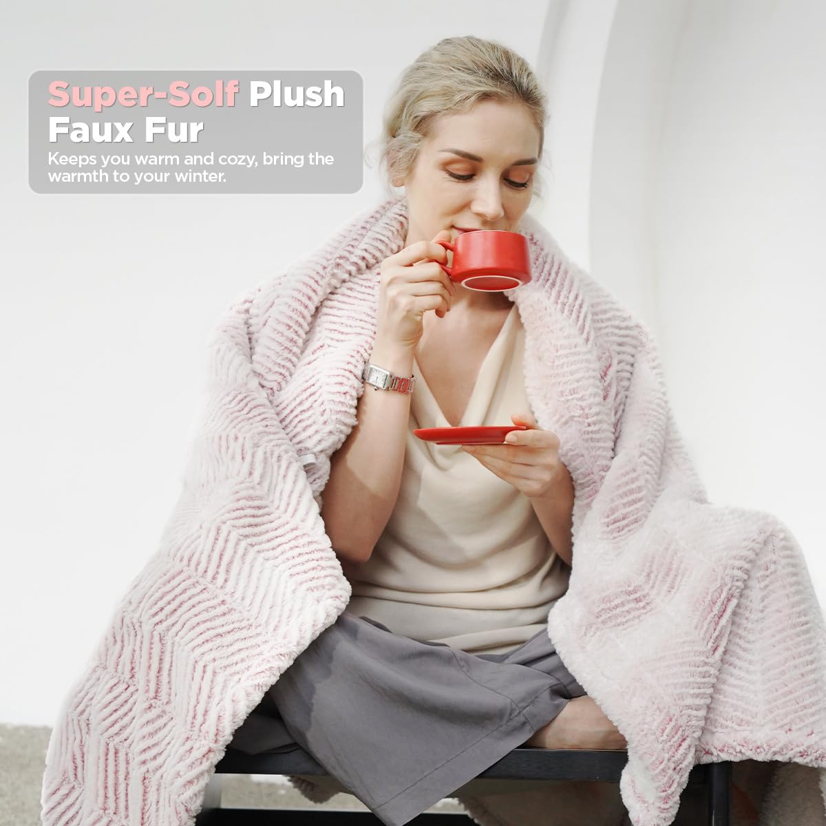 Templewet Heated Blanket Electric Blanket 50" x 60" - Cozy Soft Heated Throw with 5 Heating Levels & 3 Hours Auto Off,Machine Washable,ETL & FCC Certification(Frosty Pink)